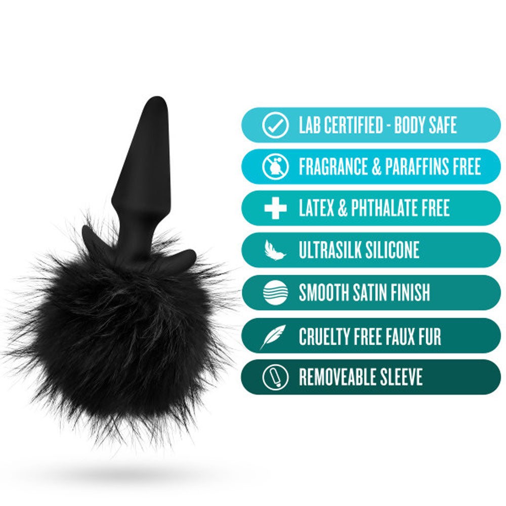 Anal Adventures - Platinum - Rabbit Tail Plug - Black | 819835025184 | Available at EroticWarehouse.com
