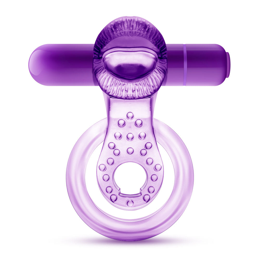 Play With Me - Lick It - Vibrating Double Strap Cockring - Purple | 853858007598 | Available at EroticWarehouse.com