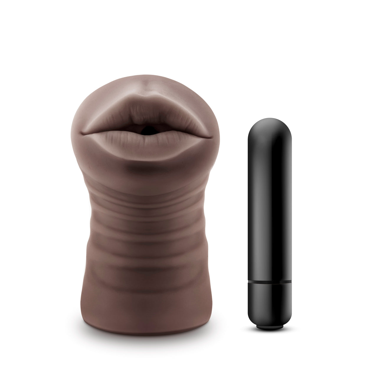 Enlust - Krystal AI Vibrating Mouth Style Stroker - Brown | 810138370070 | Available at EroticWarehouse.com