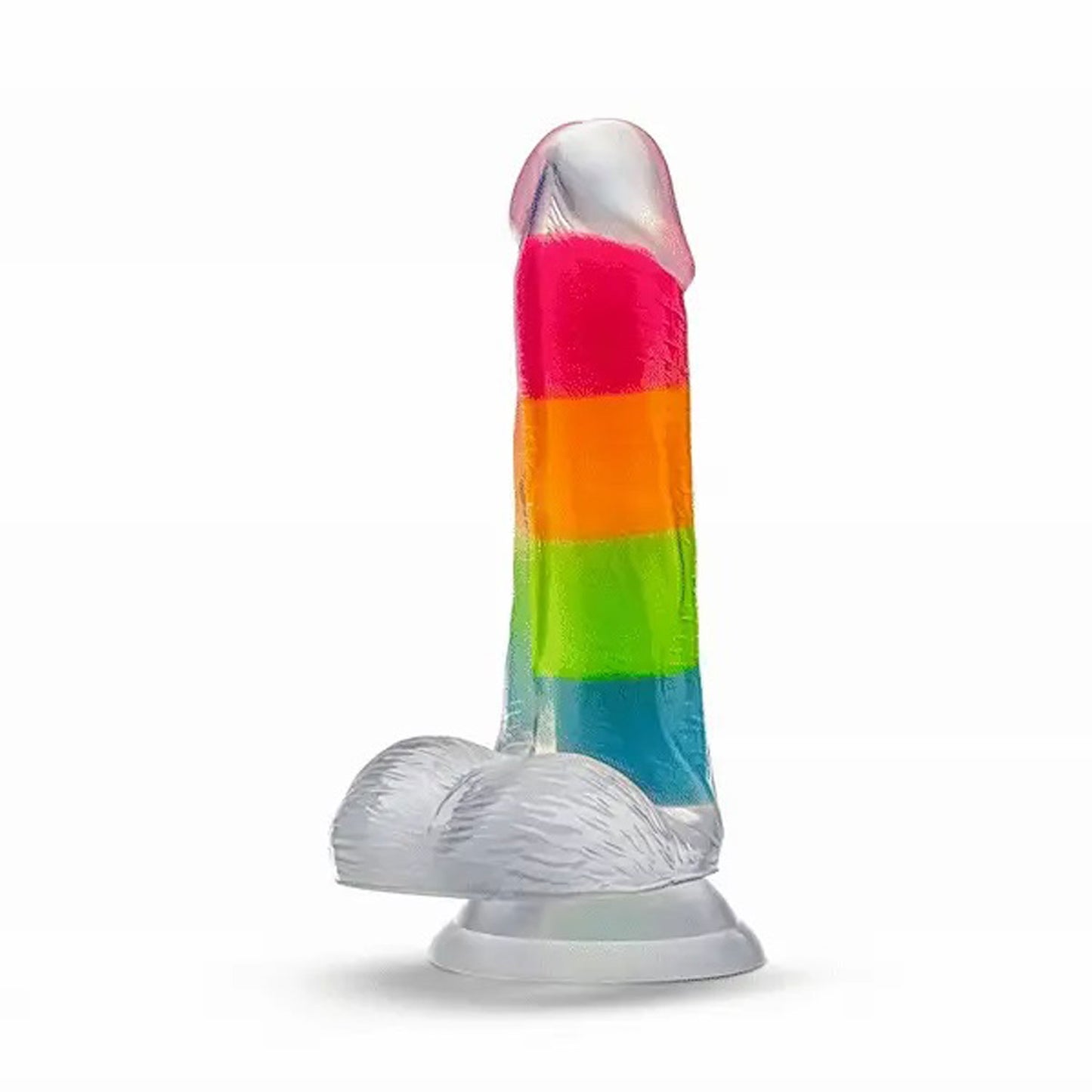 Neo Elite Glow in the Dark Rainbow Rave 6.5" Silicone Dual Density Dildo Multicolored | 810138370650 | Available at EroticWarehouse.com