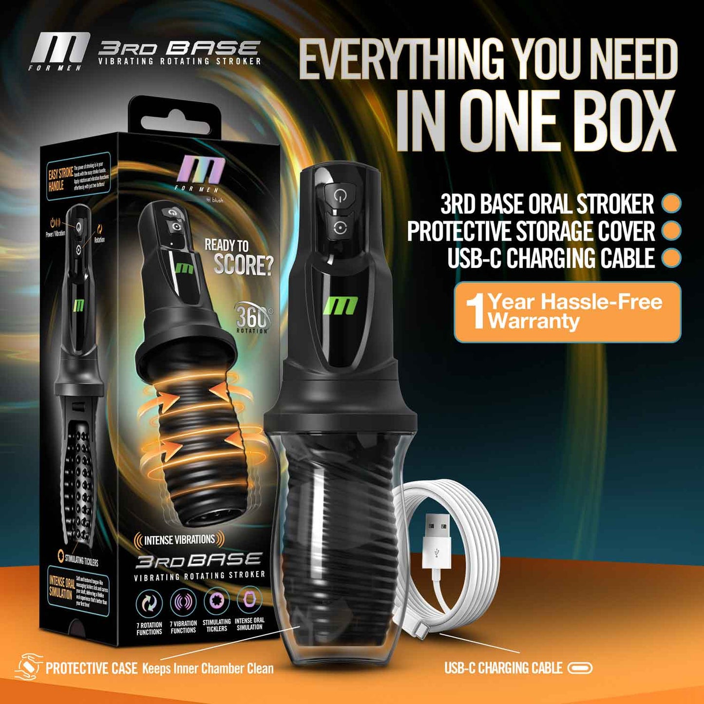 M for Men - 3rd Base - Black | 810138370469 | Available at EroticWarehouse.com