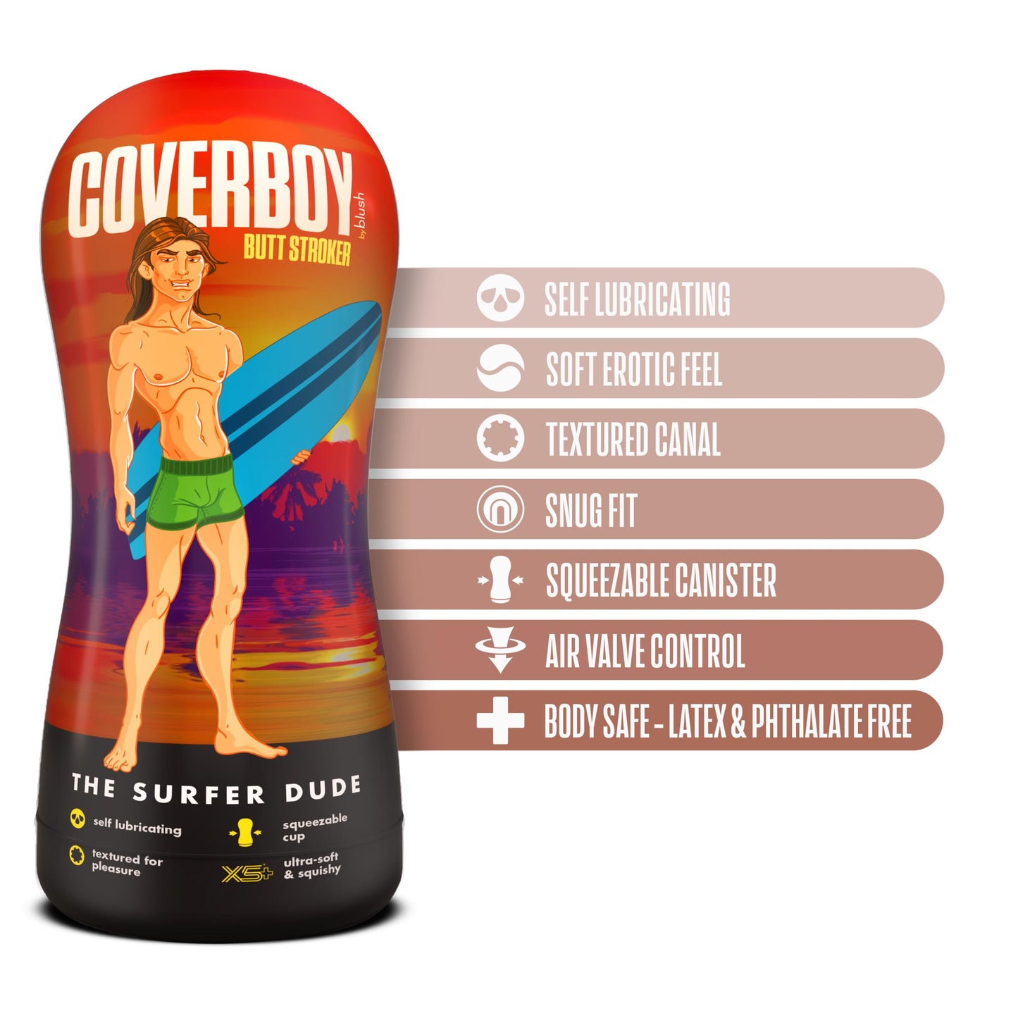 Coverboy - the Surfer Dude - Self Lubricating Stroker - Beige | 819835029151 | Available at EroticWarehouse.com