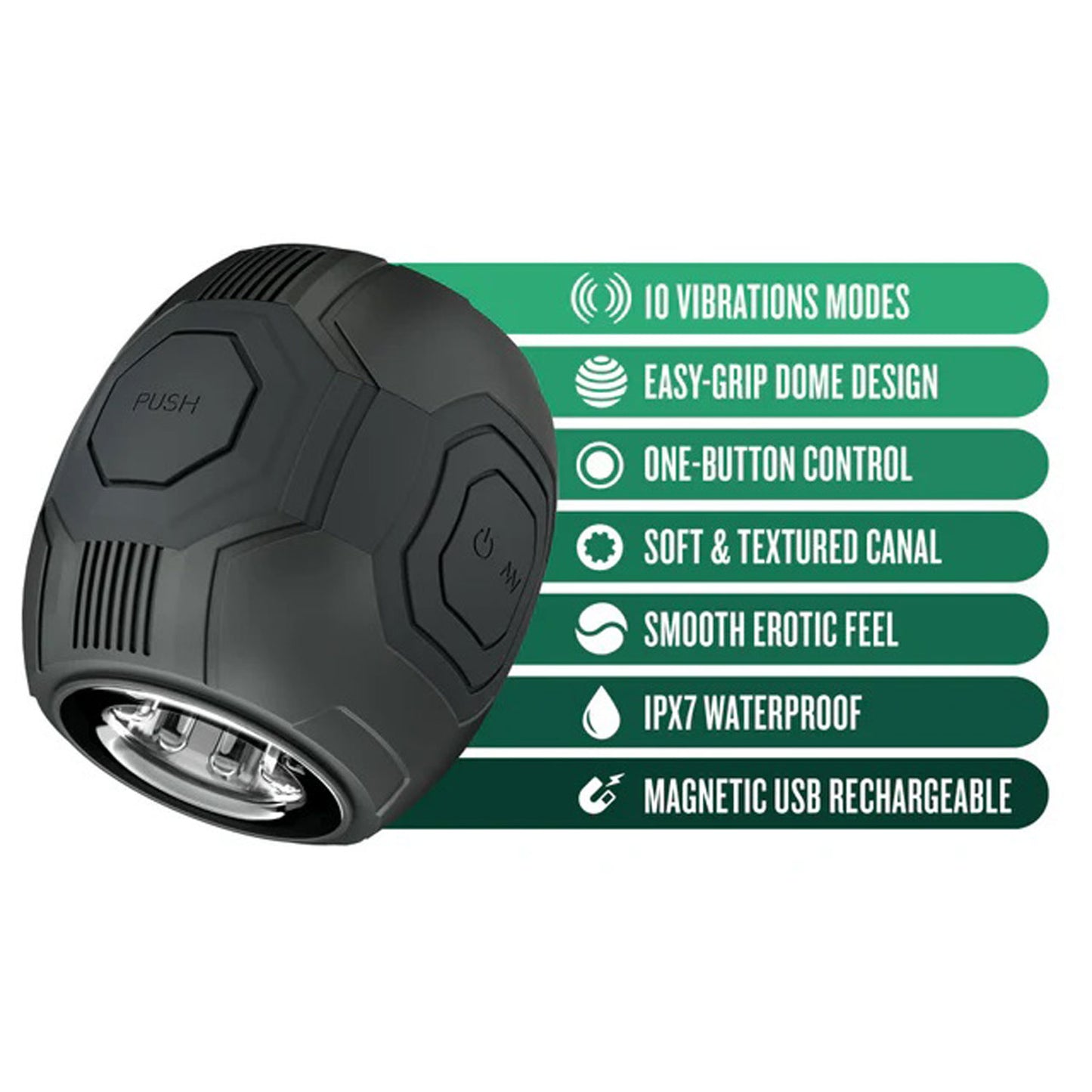 M for Men - Dome X - Vibrating Masturbator - Black | 810138370339 | Available at EroticWarehouse.com