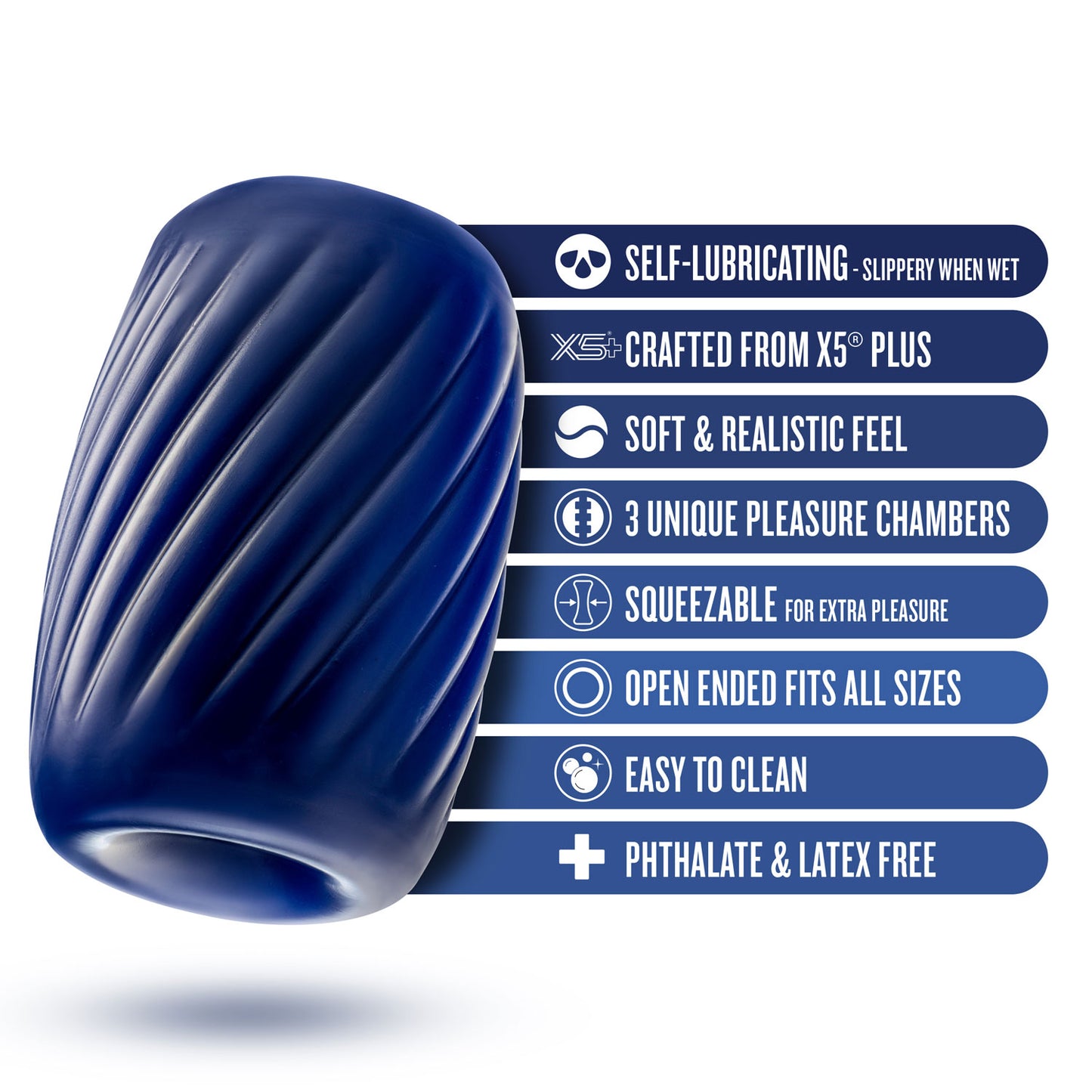 Rize - Turbine - Self-Lubricating Stroker - Blue | 819835029885 | Available at EroticWarehouse.com