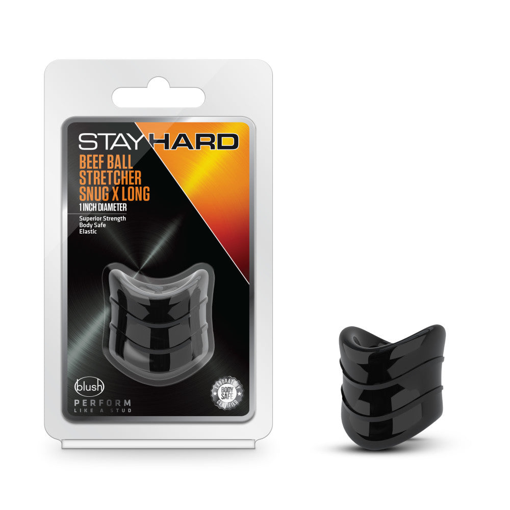 Stay Hard - Beef Ball Stretcher Snug X Long - 1 Inch Diameter - Black | 819835026105 | Available at EroticWarehouse.com