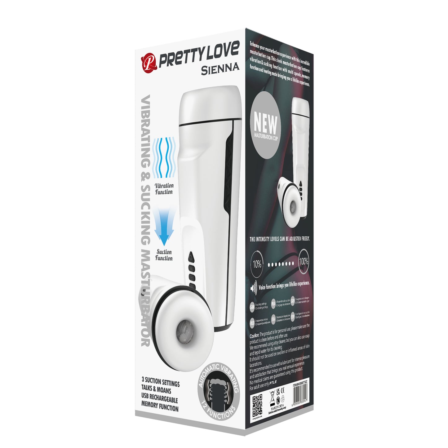 Pretty Love Sienna 12 Function Sucking Stroker - White | 6959532333947 | Available at EroticWarehouse.com