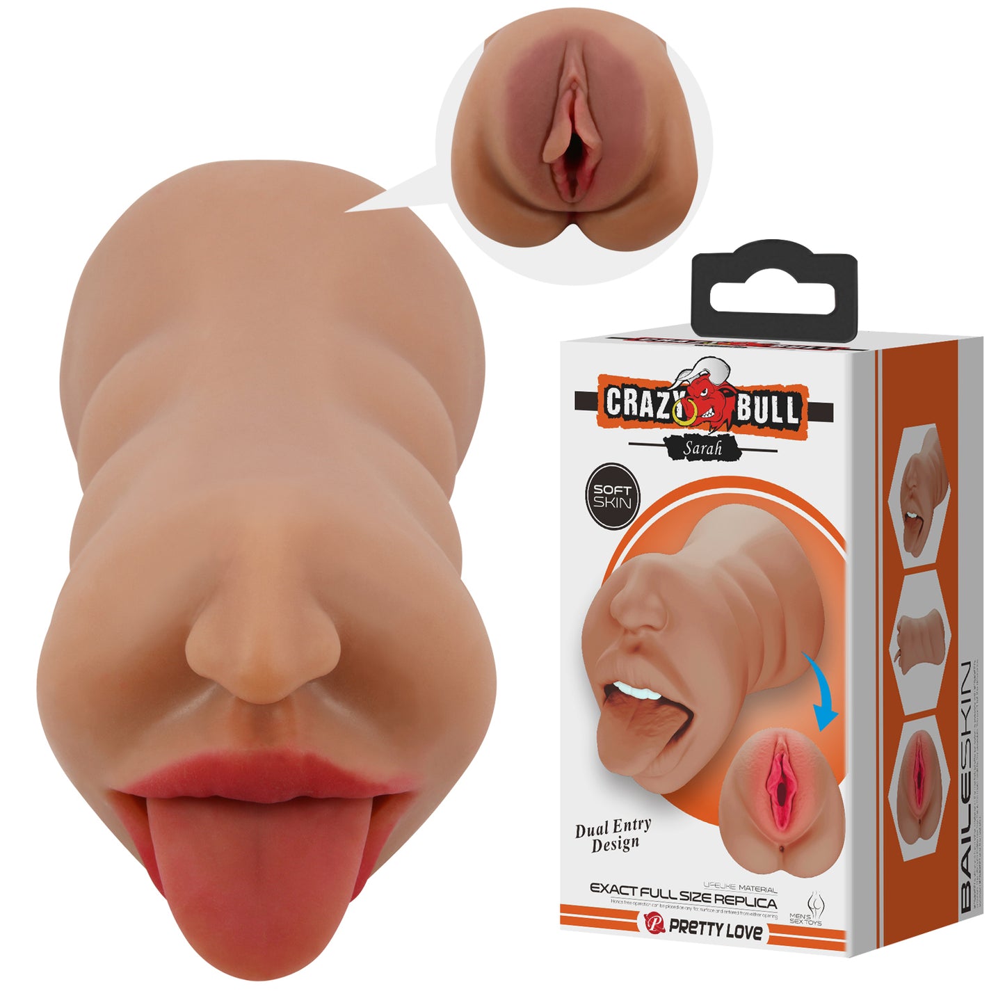 Sarah Mouth Masturbator Sleeve - Brown | 6959532360158 | Available at EroticWarehouse.com