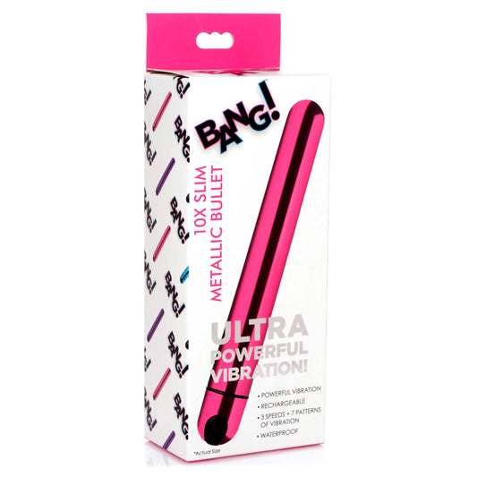 10x Slim Metallic Bullet - Pink | 848518038708 | Available at EroticWarehouse.com