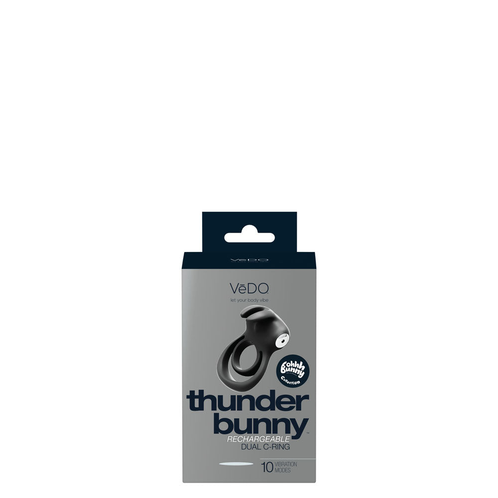 Thunder Bunny Rechargeable Dual Ring - Black Pearl | 789185756840 | Available at EroticWarehouse.com
