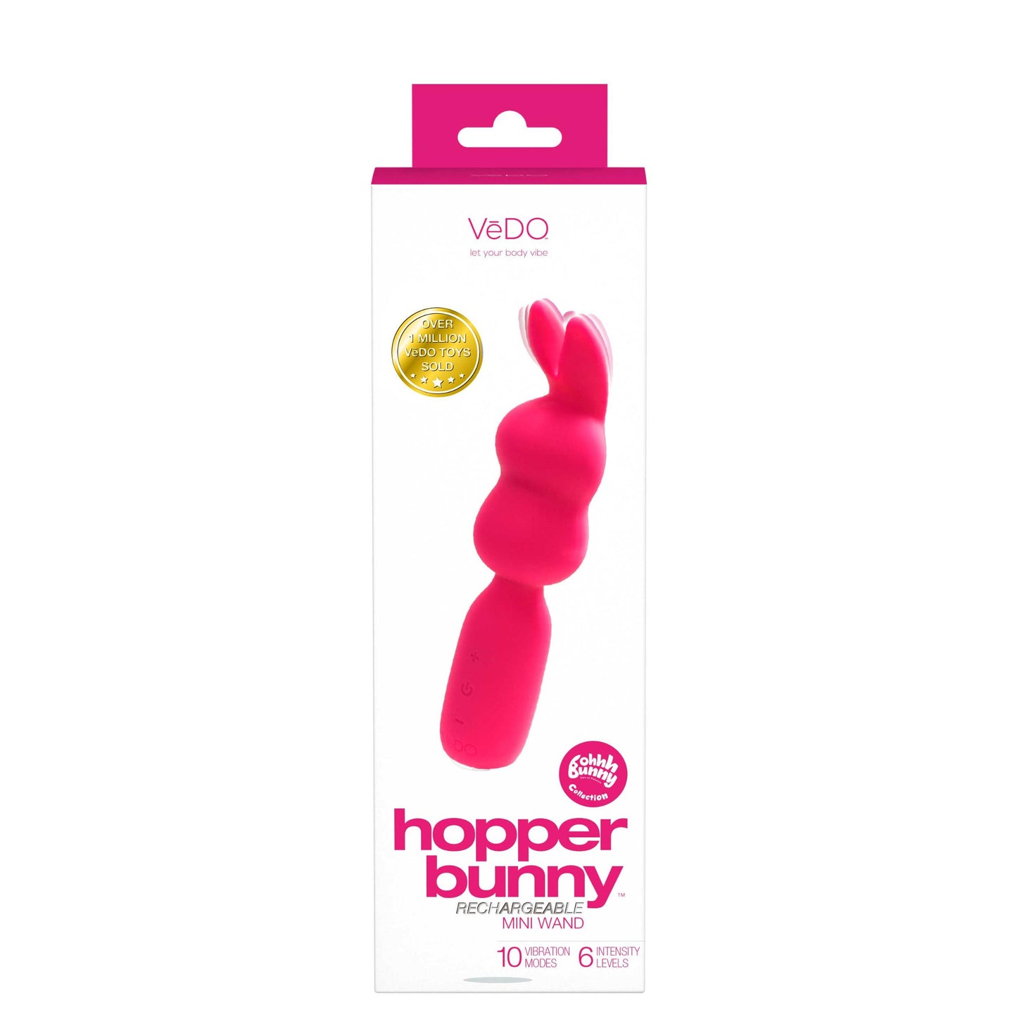 Hopper Bunny Rechargeable Mini Wand - Pretty in Pink | 792816281666 | Available at EroticWarehouse.com