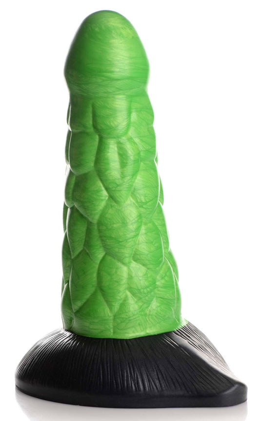 Radioactive Reptile Thick Scaly Silicone Dildo - Green | 848518046055 | Available at EroticWarehouse.com