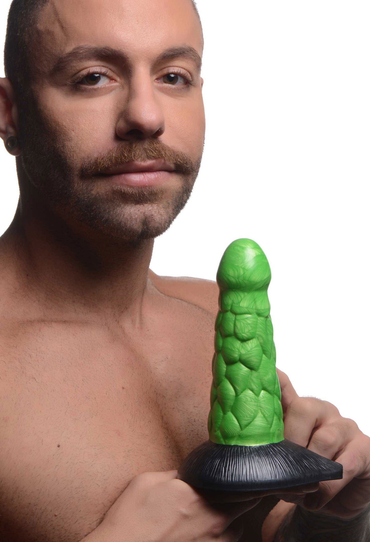 Radioactive Reptile Thick Scaly Silicone Dildo - Green | 848518046055 | Available at EroticWarehouse.com