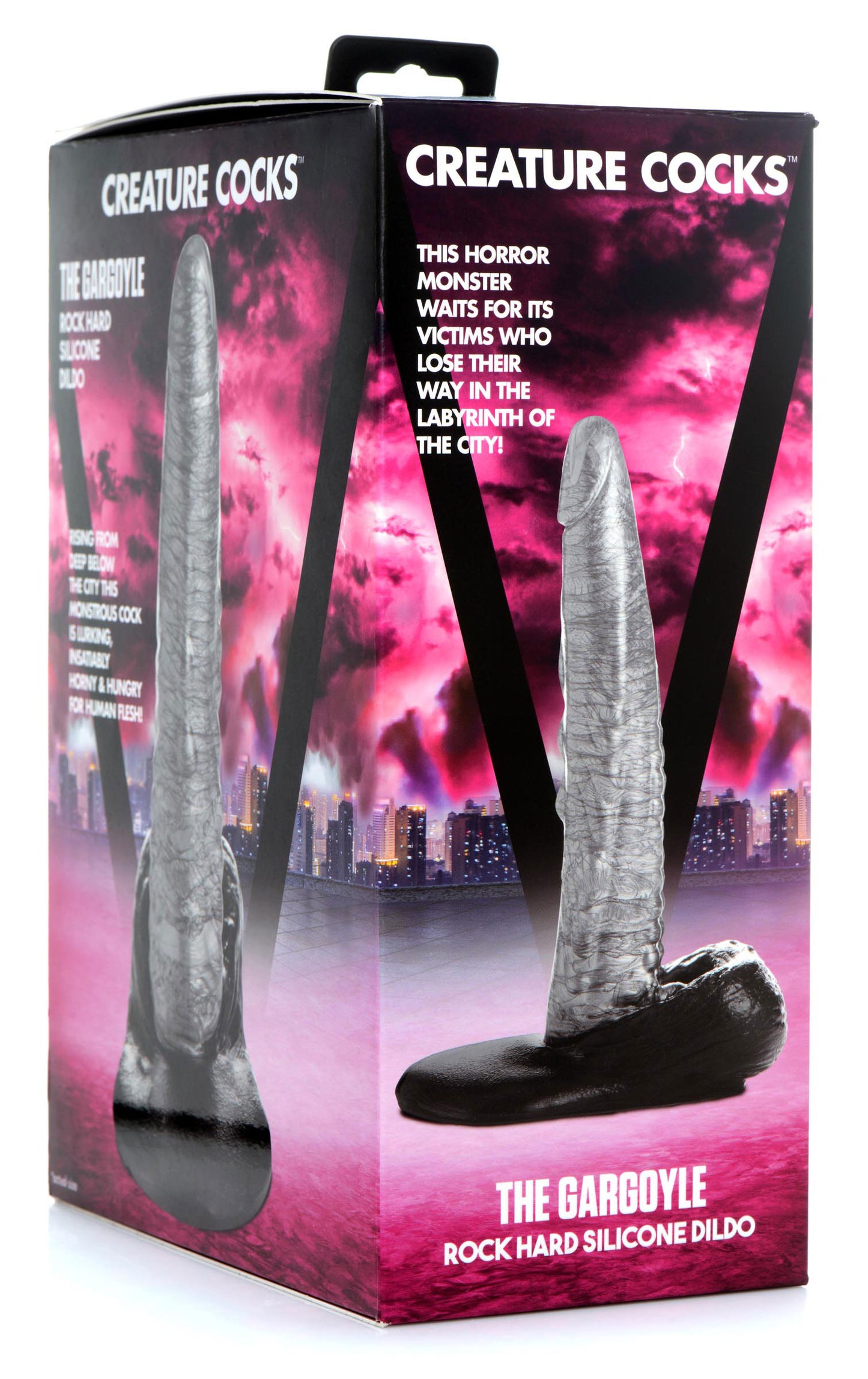The Gargoyle Rock Hard Silicone Dildo - Silver | 848518046086 | Available at EroticWarehouse.com