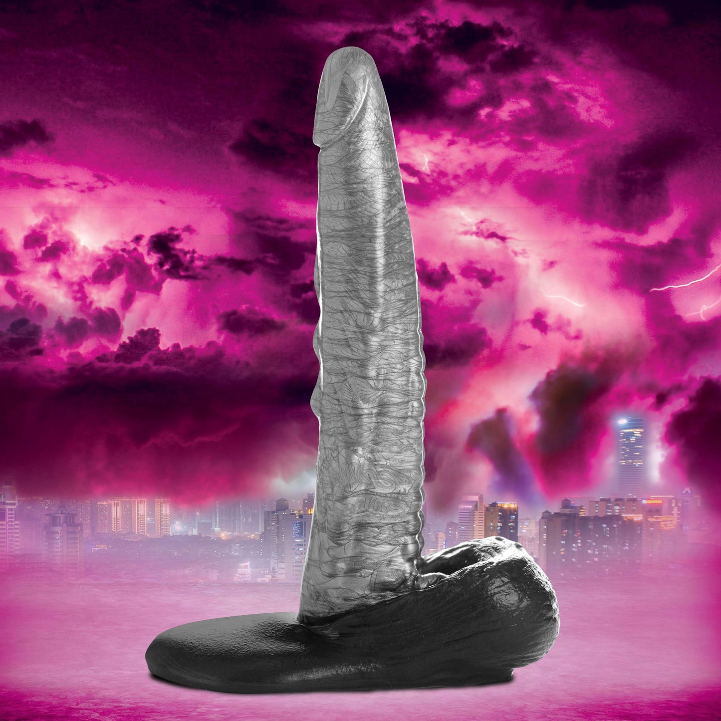 The Gargoyle Rock Hard Silicone Dildo - Silver | 848518046086 | Available at EroticWarehouse.com