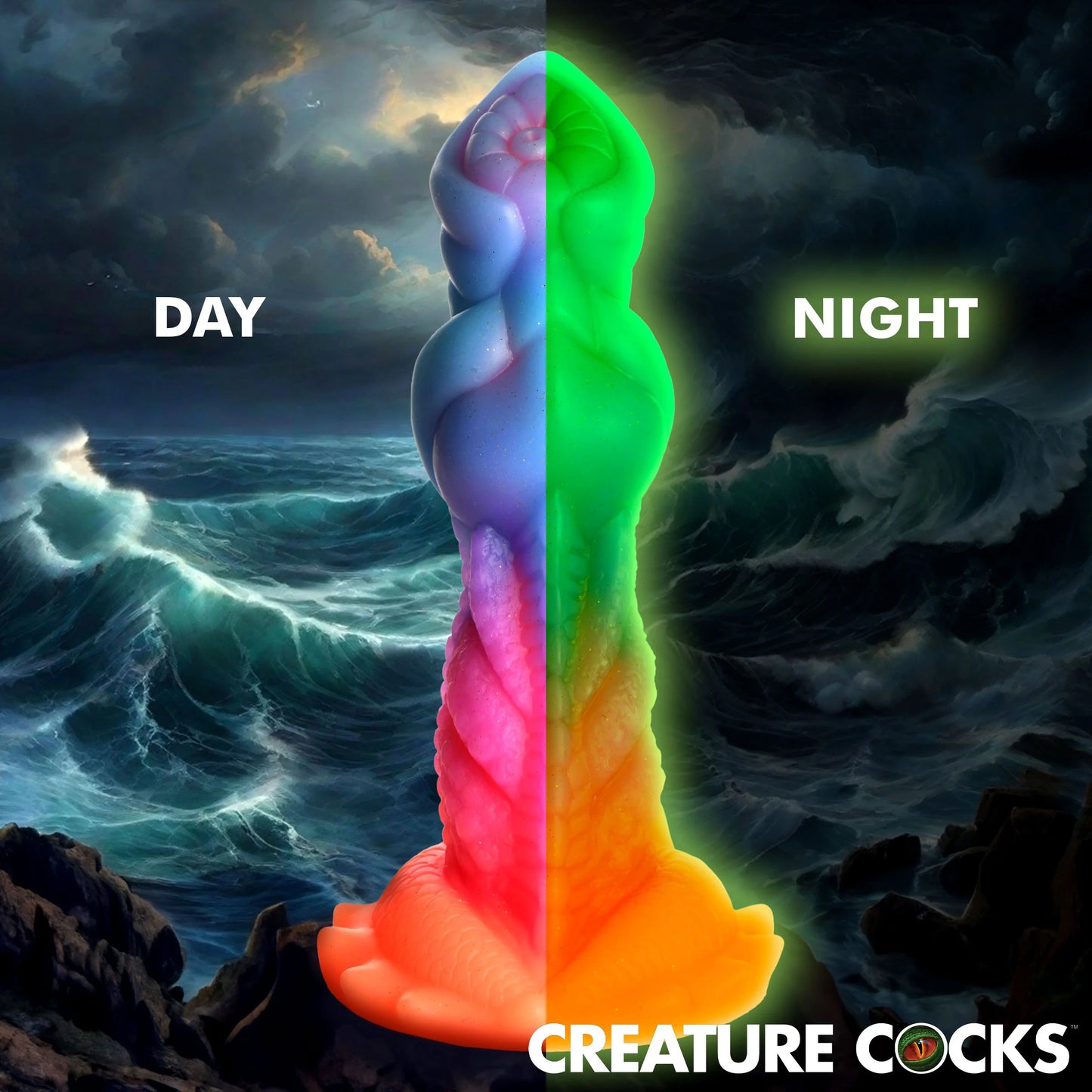Aqua-Cock Glow-in-the-Dark Silicone Dildo | 848518053251 | Available at EroticWarehouse.com