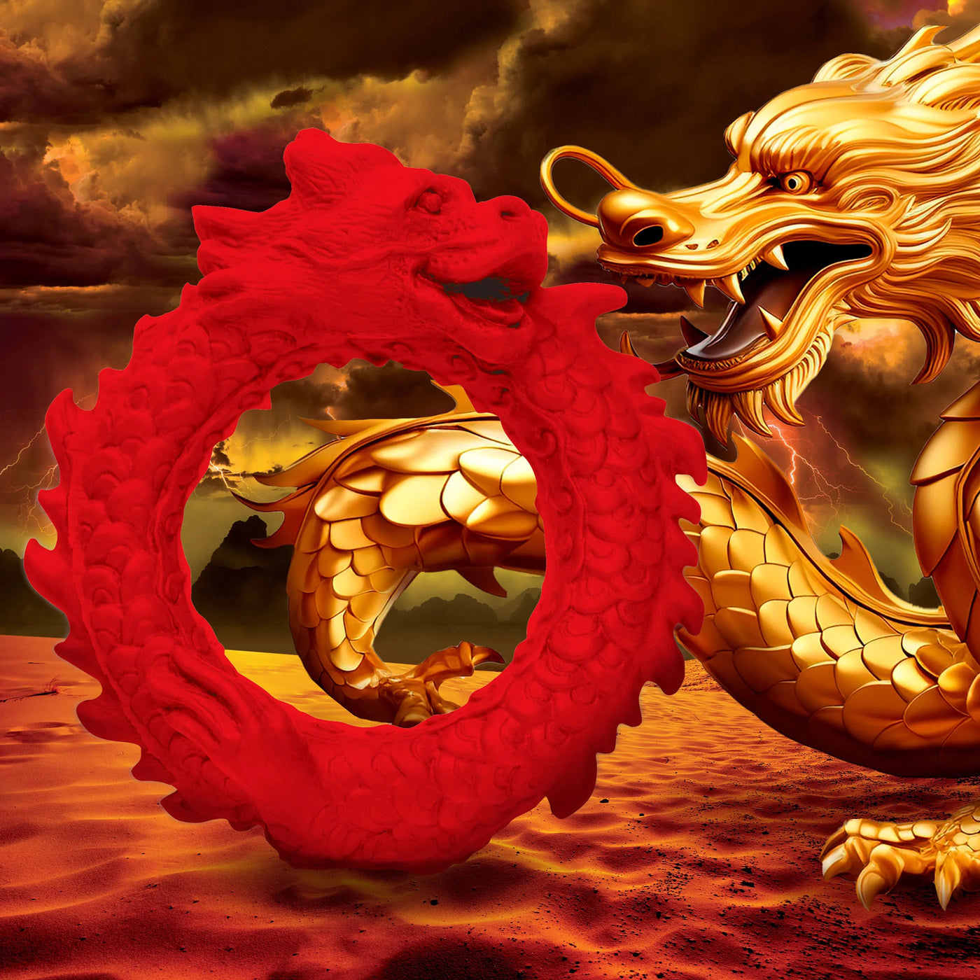 Rise of the Dragon Silicone Cock Ring - Red | 848518053305 | Available at EroticWarehouse.com