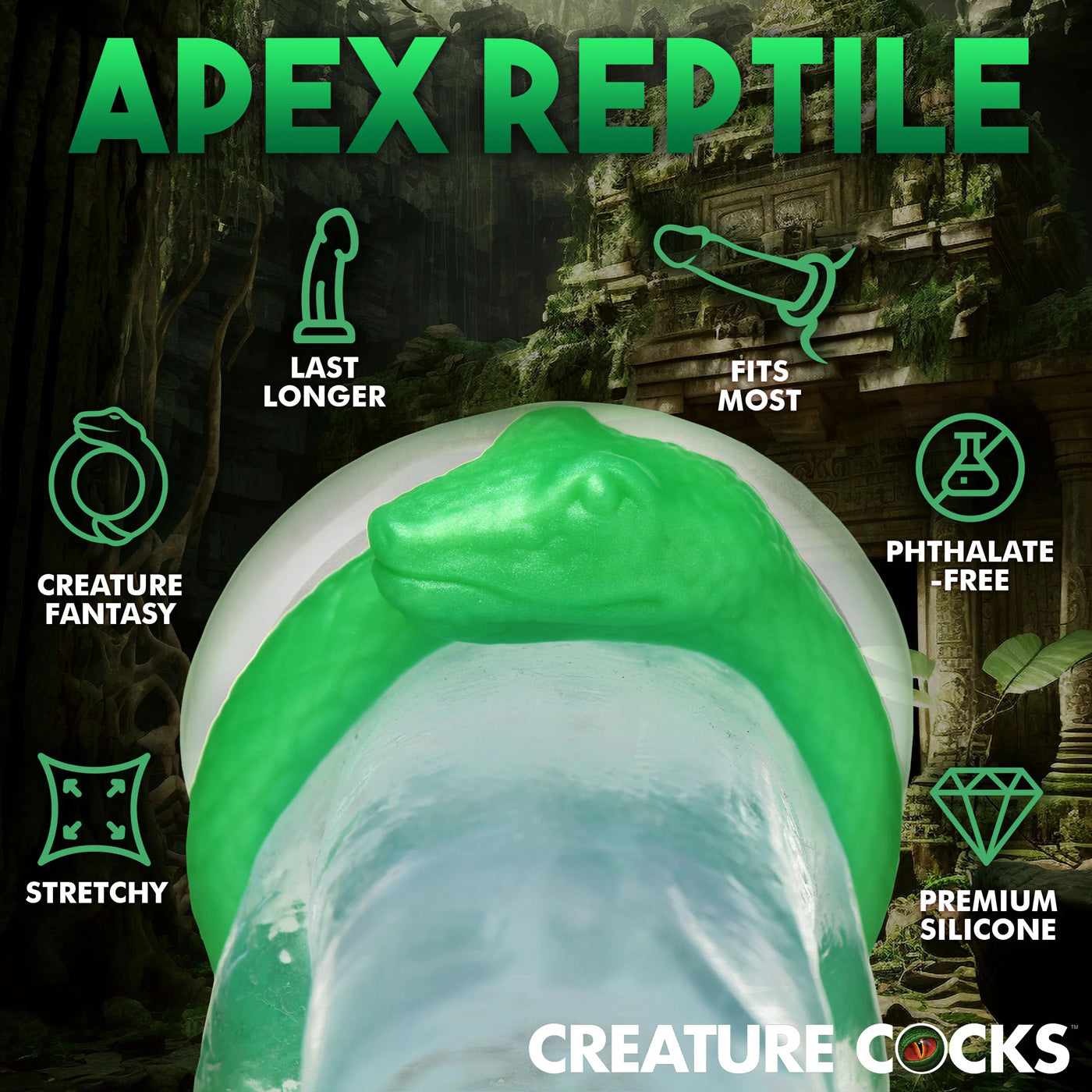Serpentine Silicone Cock Ring - Green | 848518053879 | Available at EroticWarehouse.com