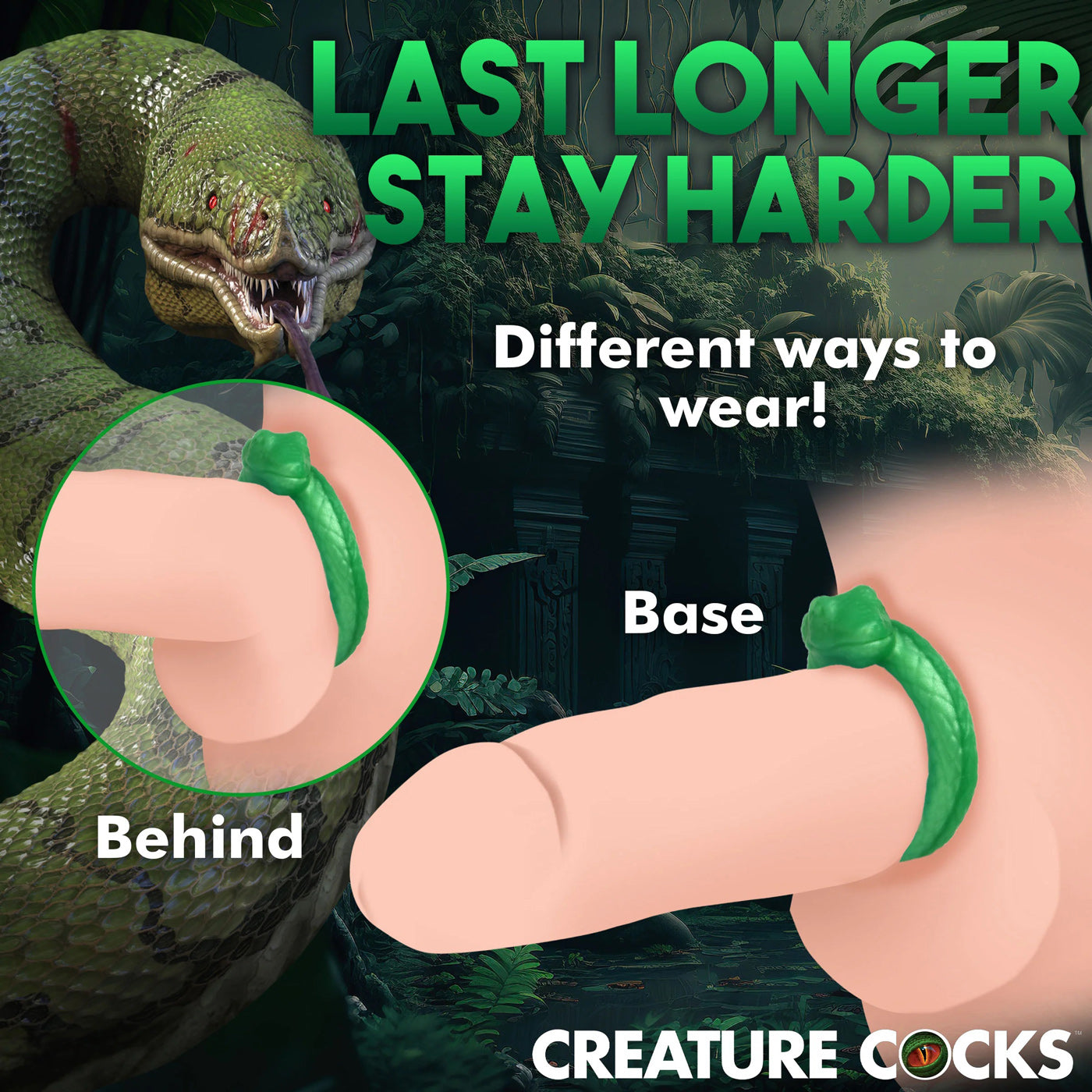 Serpentine Silicone Cock Ring - Green | 848518053879 | Available at EroticWarehouse.com