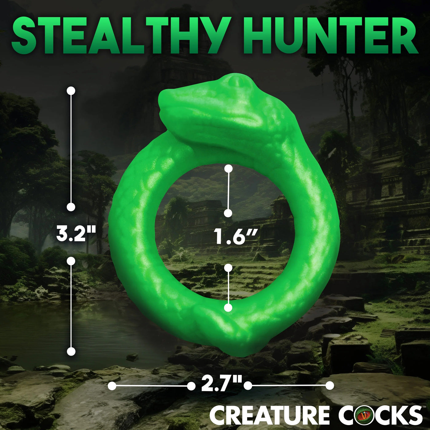 Serpentine Silicone Cock Ring - Green | 848518053879 | Available at EroticWarehouse.com
