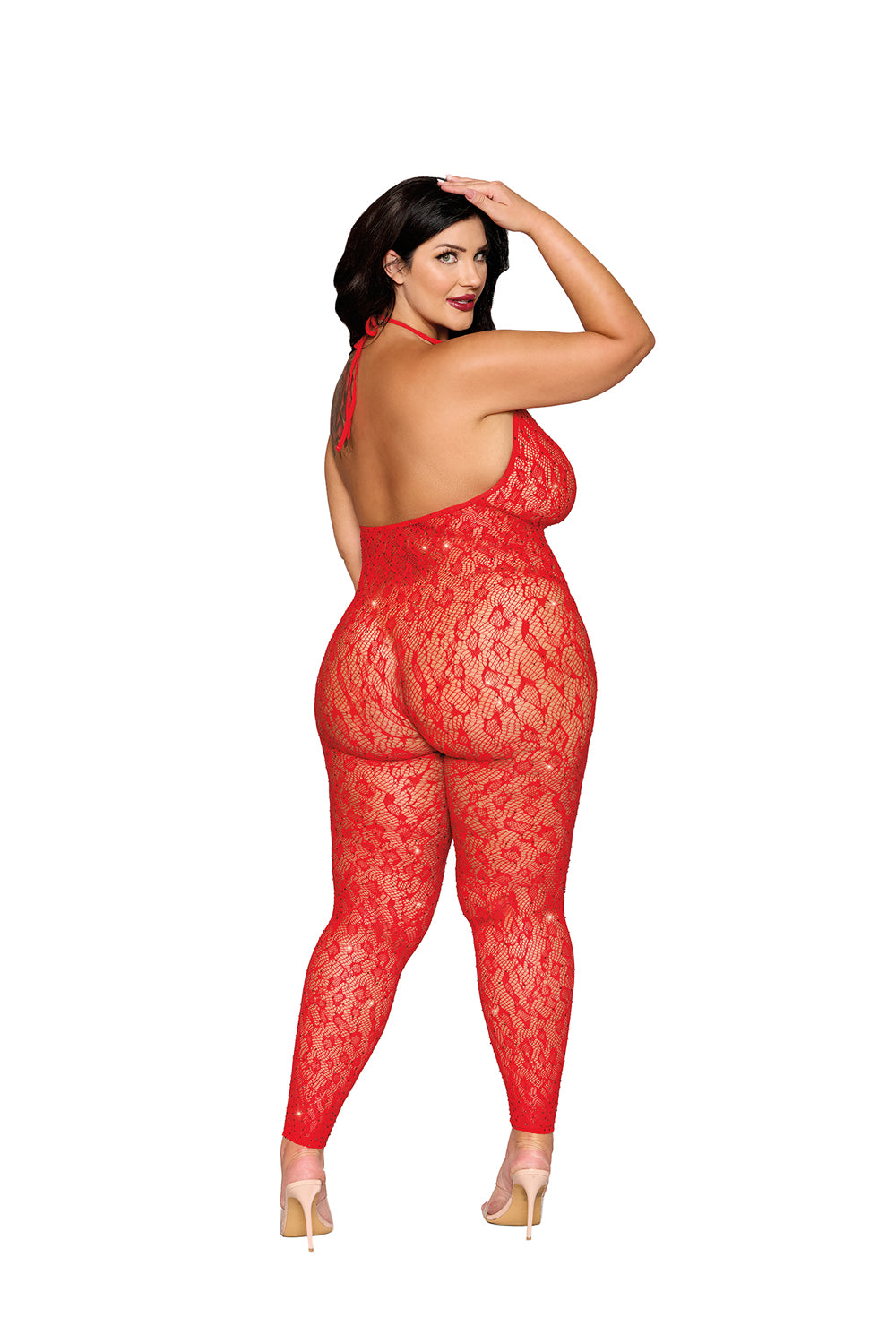 Rhinestone Bodystocking Dmnd - Queen Size - Poinsettia | 888368362547 | Available at EroticWarehouse.com