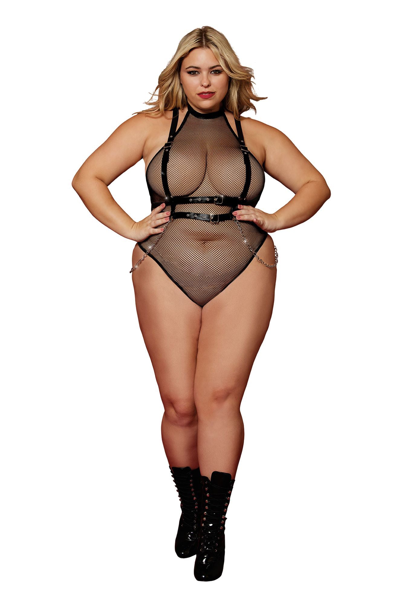 Teddy and Harness - Queen Size - Black | 888368347049 | Available at EroticWarehouse.com