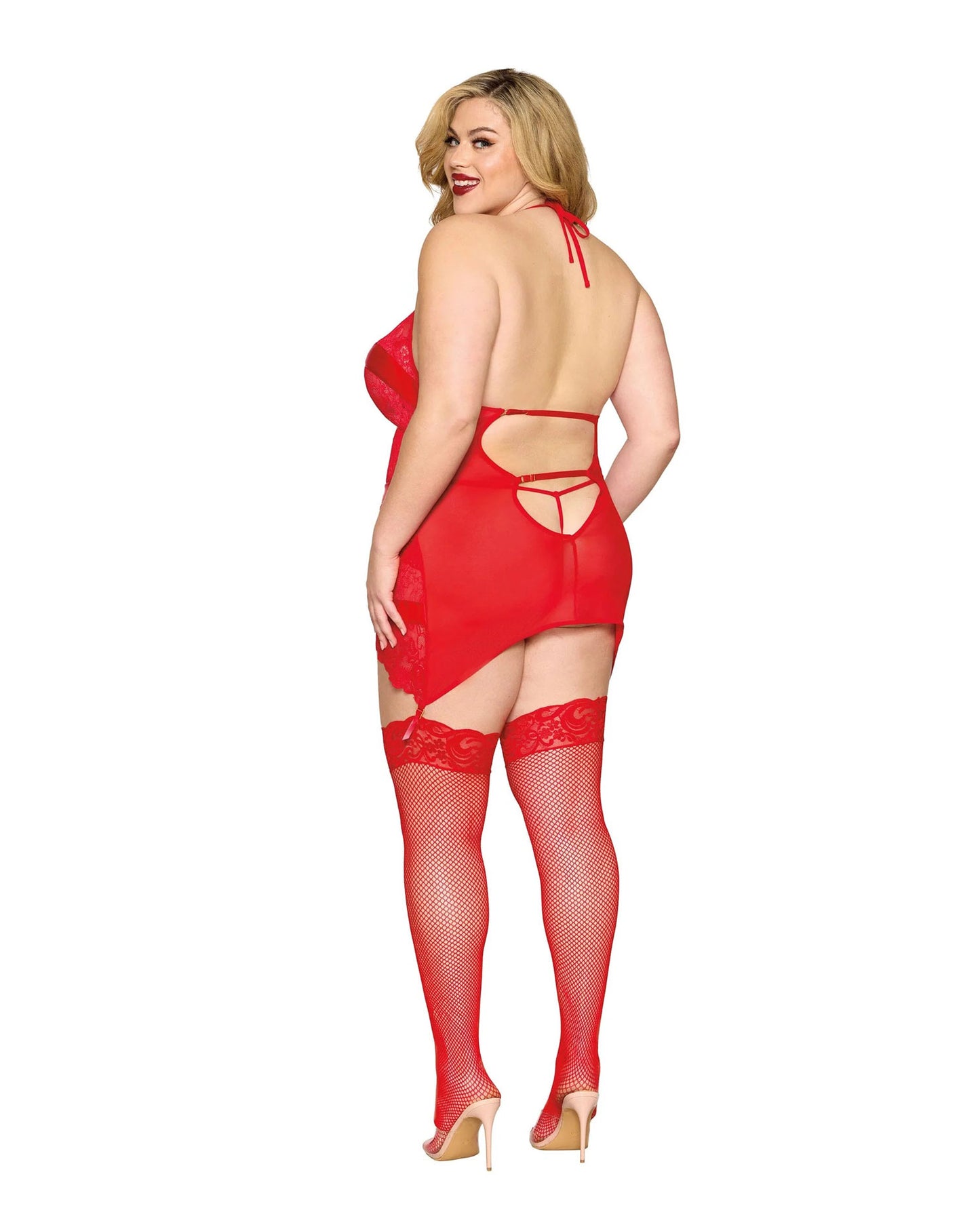 Garter Slip and G-String Dmnd - One Size Queen - Red | 888368357987 | Available at EroticWarehouse.com
