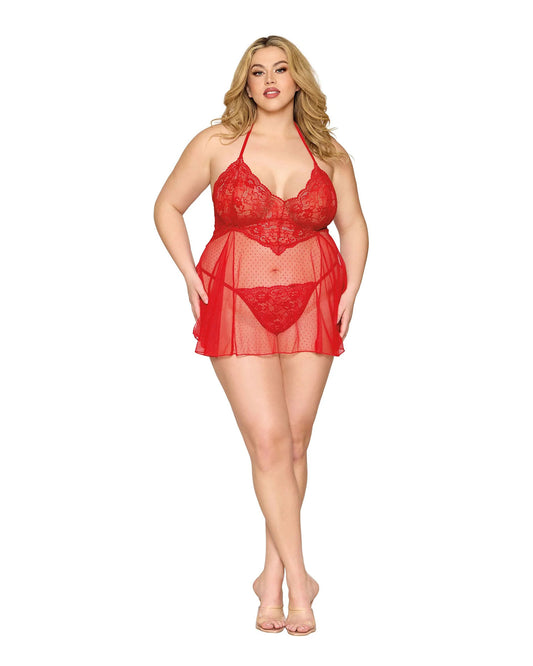 Babydoll and G-String Dmnd - One Size Queen - Red | 888368358052 | Available at EroticWarehouse.com