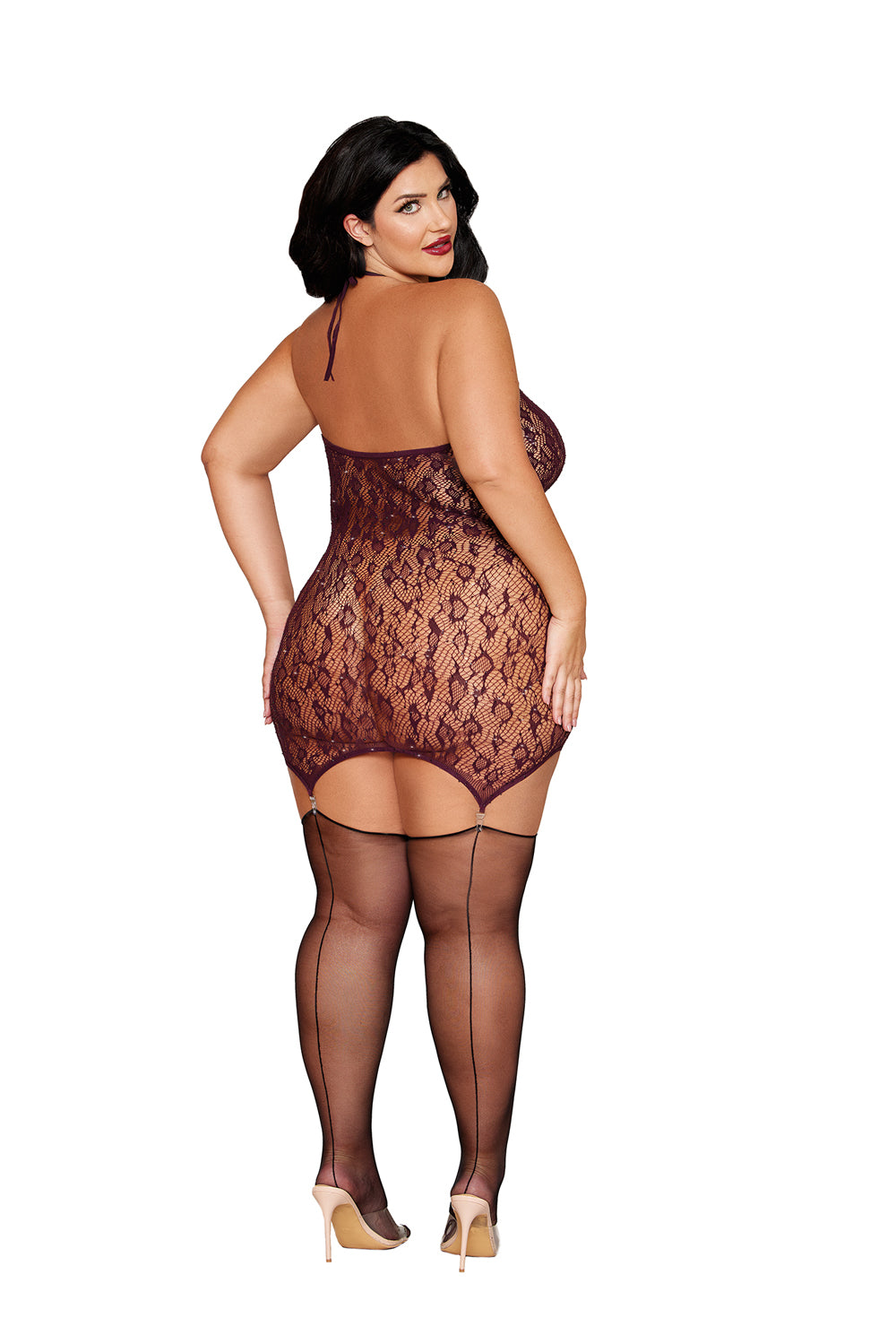 Garter Slip Dmnd - Queen Size - Cherry Lacquer | 888368361892 | Available at EroticWarehouse.com