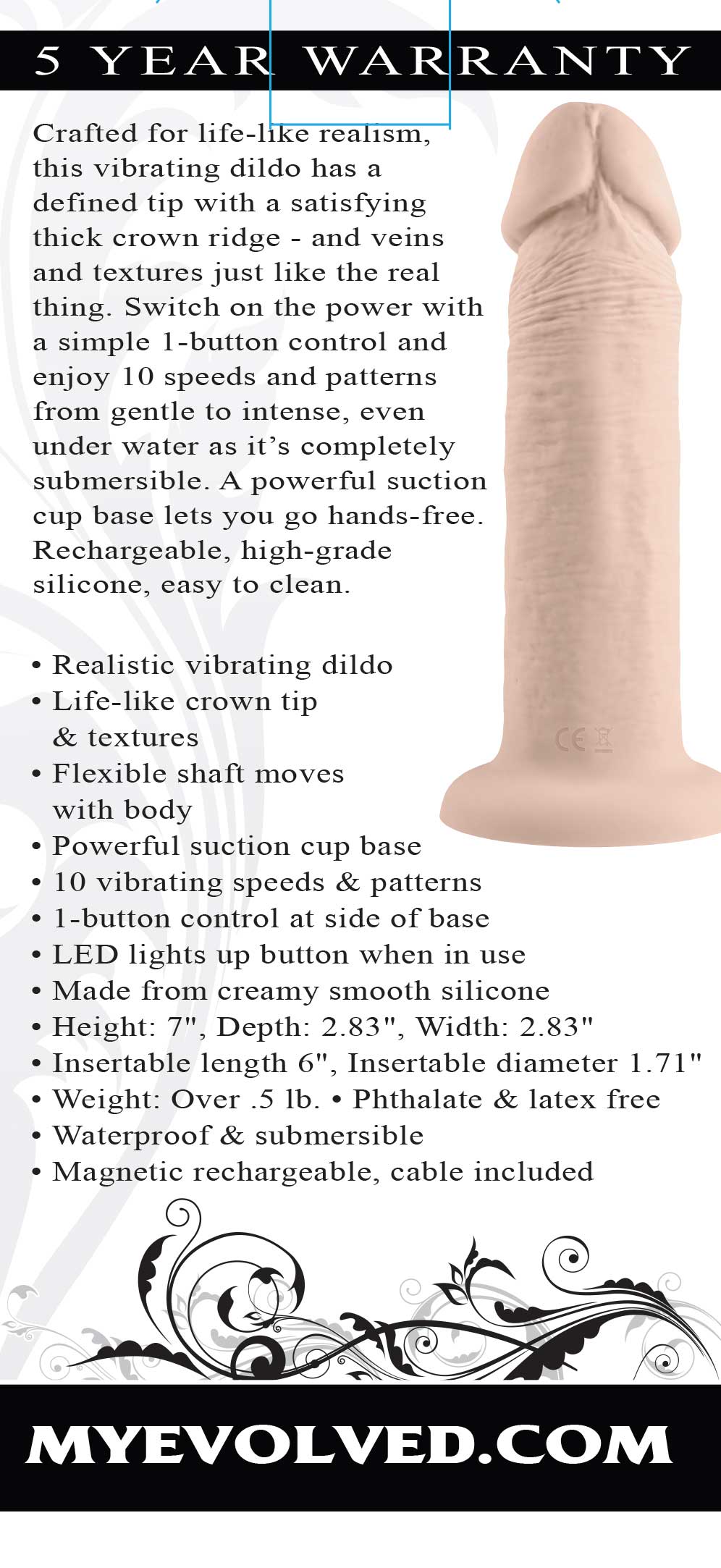 6 Inch Girthy Vibrating Dong - Light | 844477022758 | Available at EroticWarehouse.com