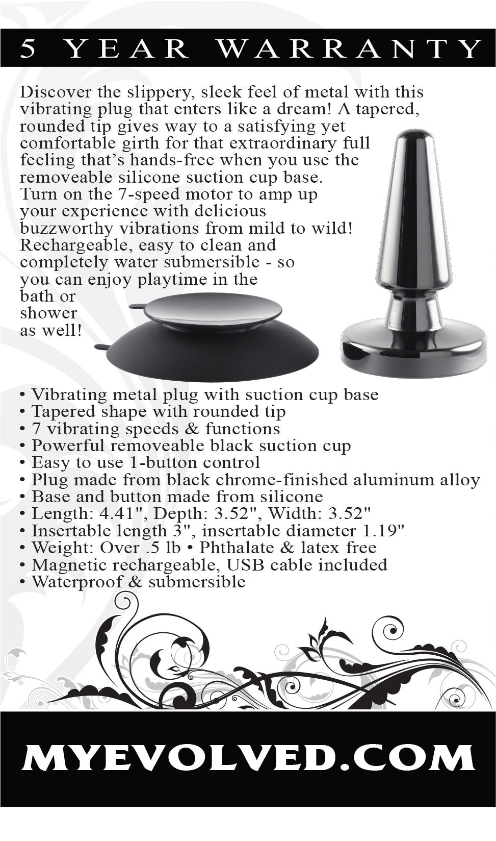 Beginner Metal Plug - Black Chrome | 844477021096 | Available at EroticWarehouse.com