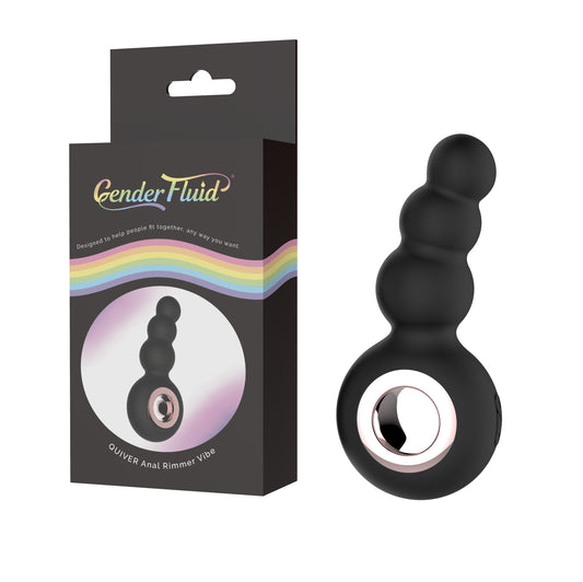 Gender Fluid Quiver Anal Ring Bead Vibe - Black | 812024034264 | Available at EroticWarehouse.com