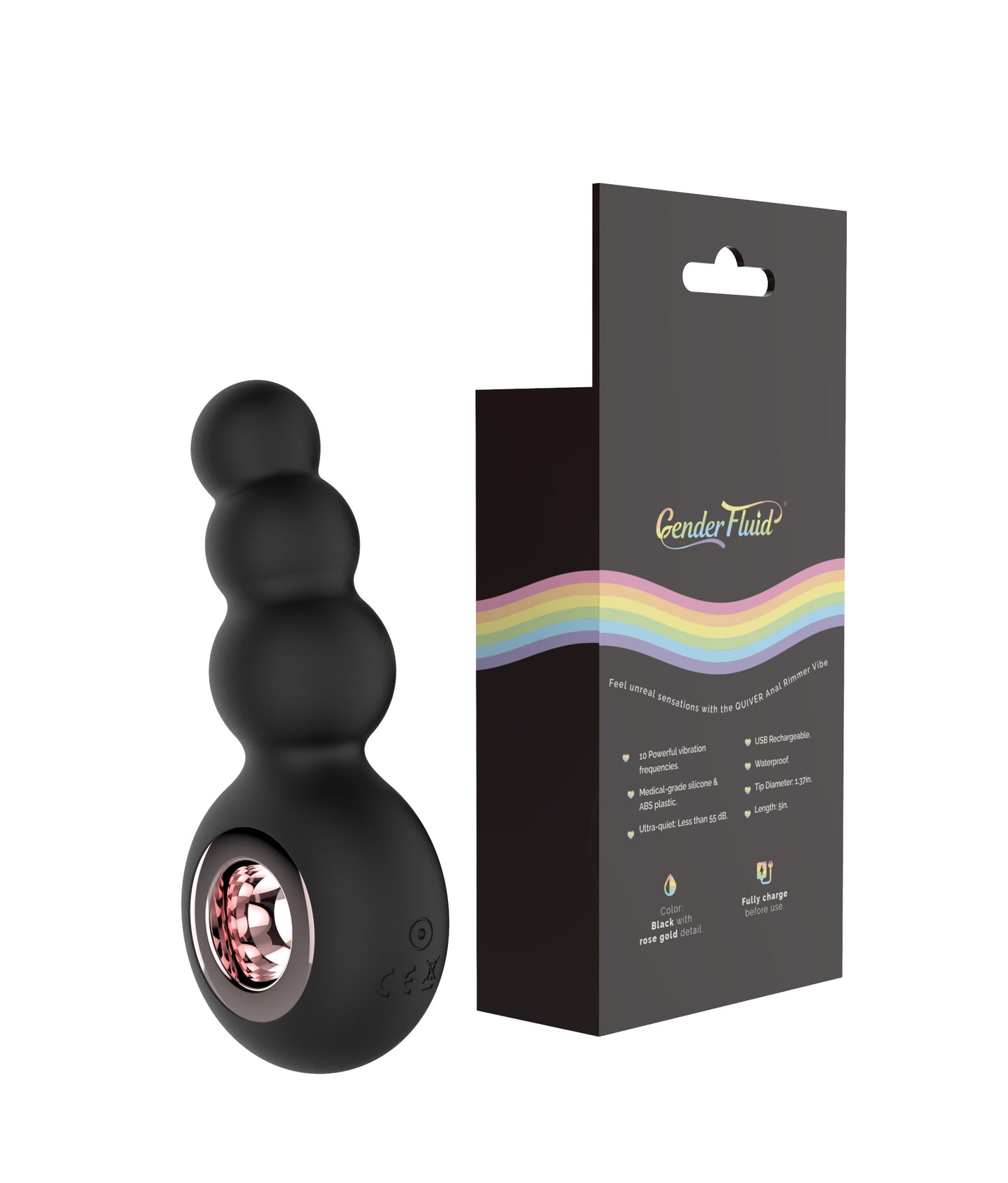 Gender Fluid Quiver Anal Ring Bead Vibe - Black | 812024034264 | Available at EroticWarehouse.com