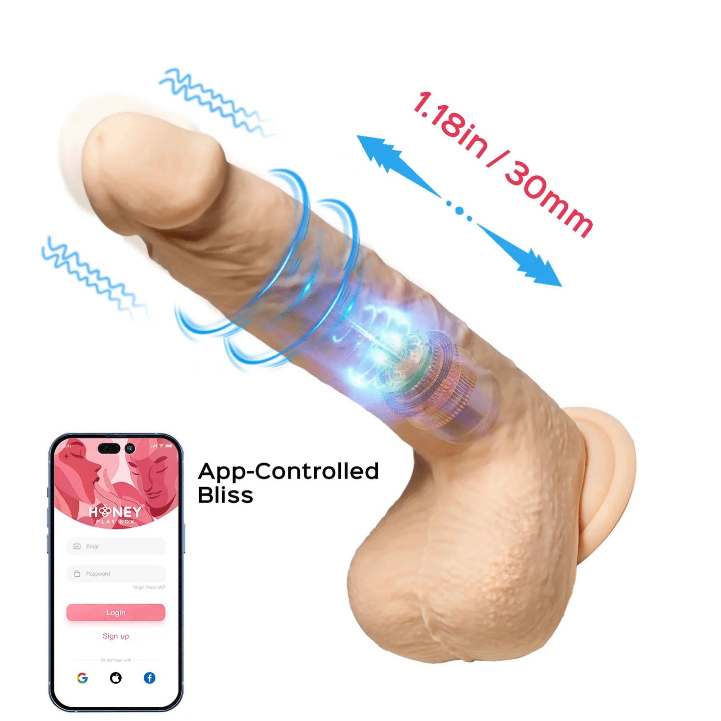 Luis-App Controlled 8.5" Real Thrusting Dildo With Clit Licker | 710022363846 | Available at EroticWarehouse.com