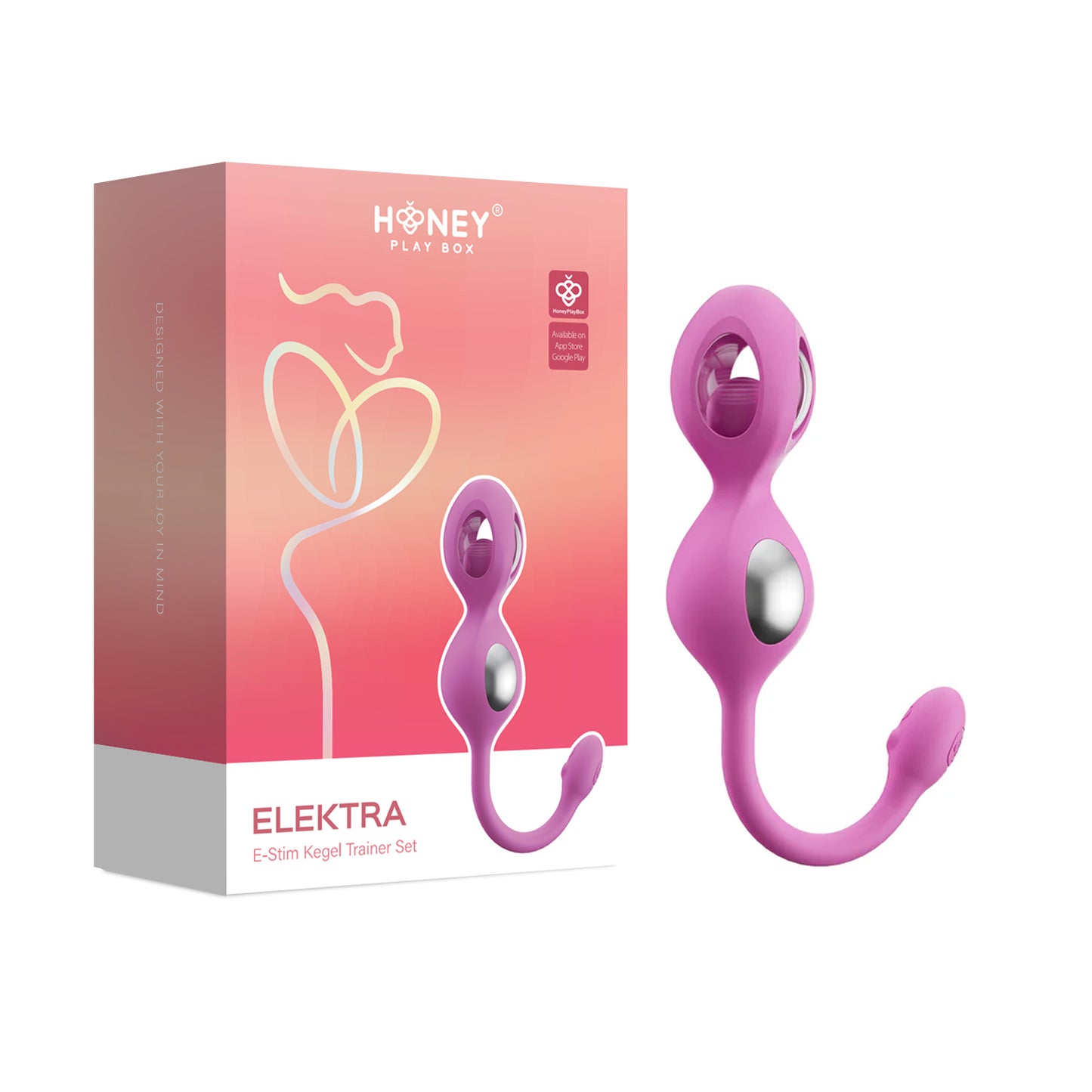 Elektra App-Enabled E-Stim Kegel Trainer Kit -Pink | 710022365086 | Available at EroticWarehouse.com