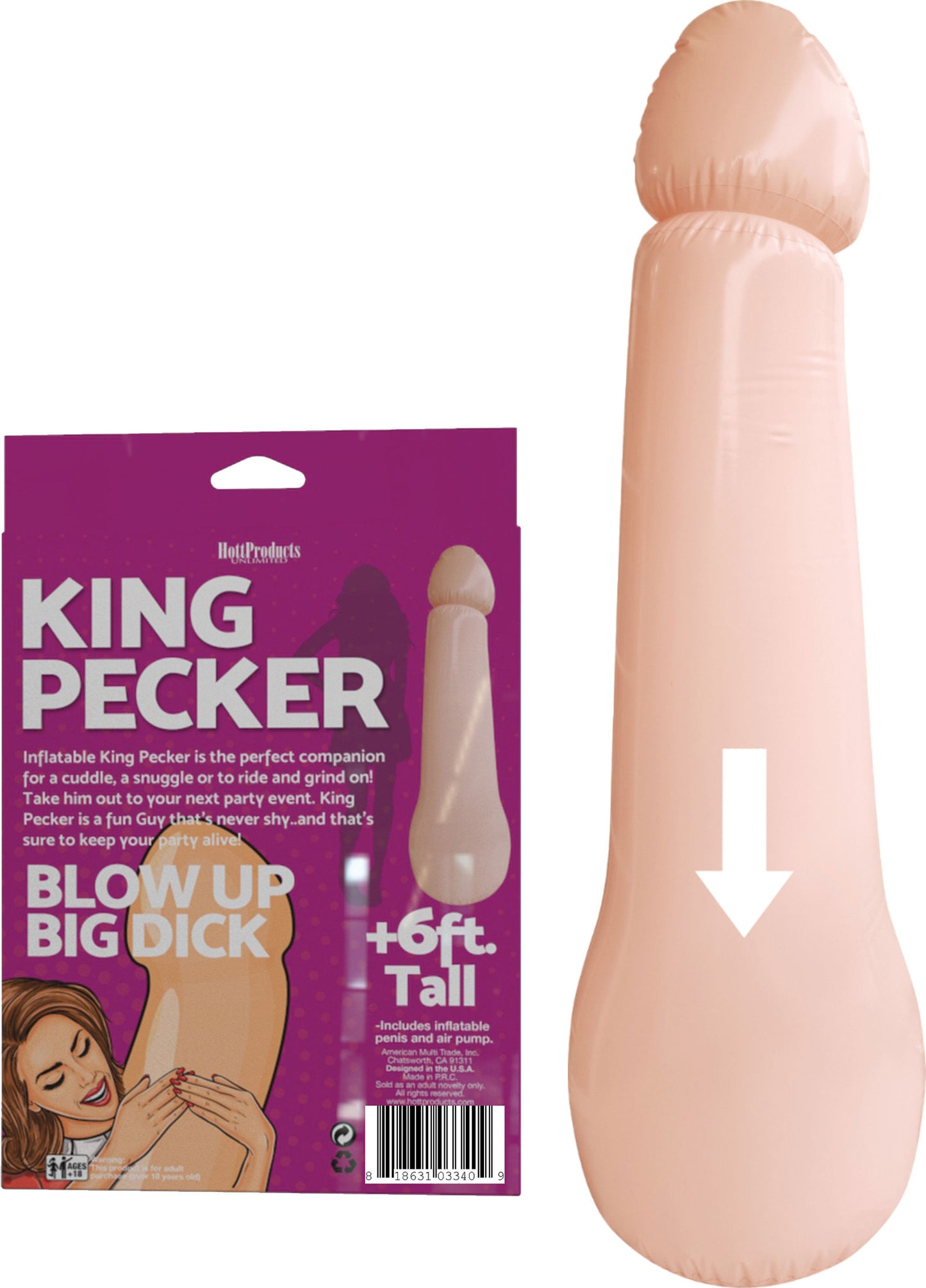 King Pecker- 6 Foot Giant Inflatable Penis | 818631033409 | Available at EroticWarehouse.com