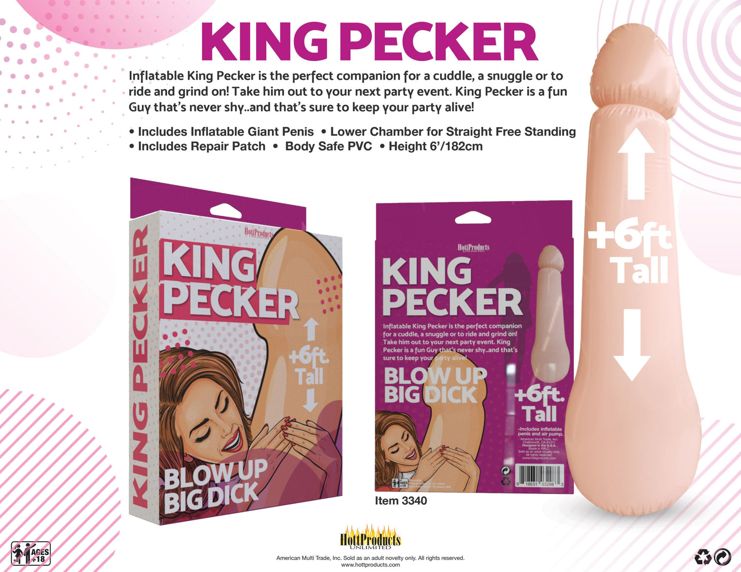 King Pecker- 6 Foot Giant Inflatable Penis | 818631033409 | Available at EroticWarehouse.com