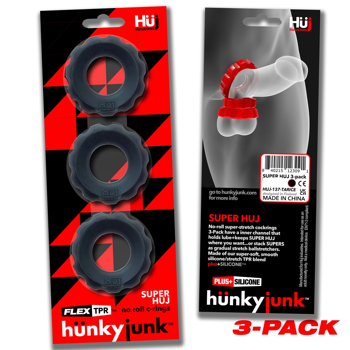 Super Huj - 3-Pack Cockrings - Tar Ice | 840215123091 | Available at EroticWarehouse.com