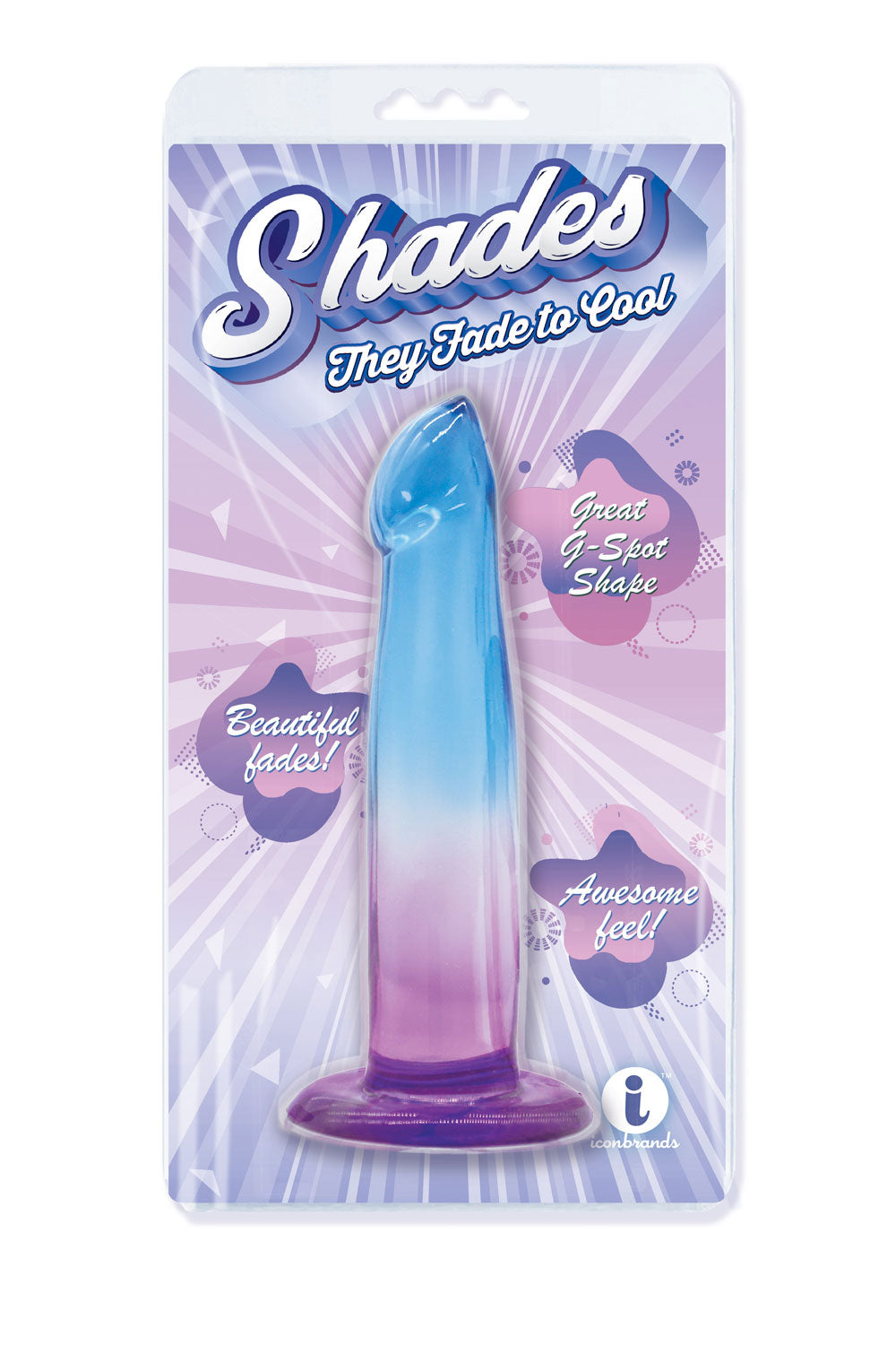 Shades, 6.25" G-Spot Jelly Tpr Gradient Dong - Blue and Purple | 847841013116 | Available at EroticWarehouse.com