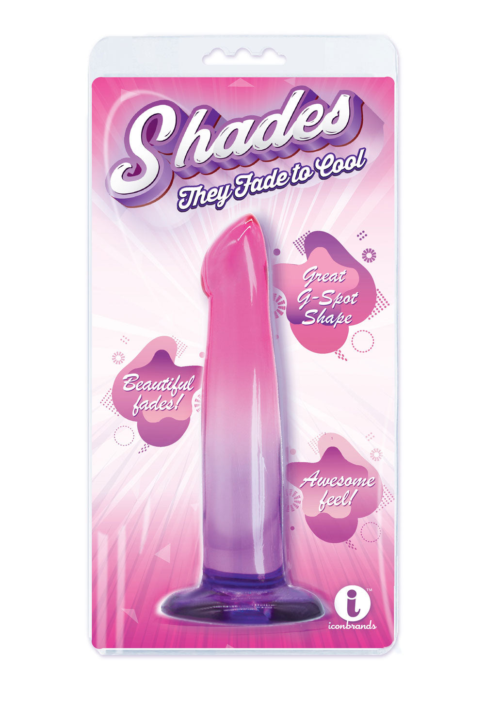 Shades, 6.25" G-Spot Jelly Tpr Gradient Dong - Pink and Purple | 847841013123 | Available at EroticWarehouse.com