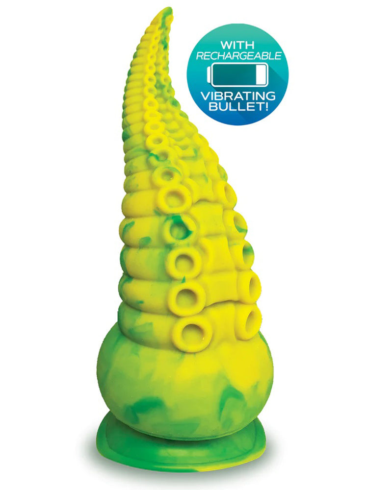 Alien Nation Octopod Silicone Rechargeable Vibrating Creature Dildo - Yellow and Green | 847841013543 | Available at EroticWarehouse.com