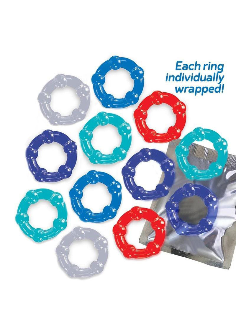 The 9's - Baller Dozen Beaded - 12 Pc Cock Ring Set | 847841026987 | Available at EroticWarehouse.com