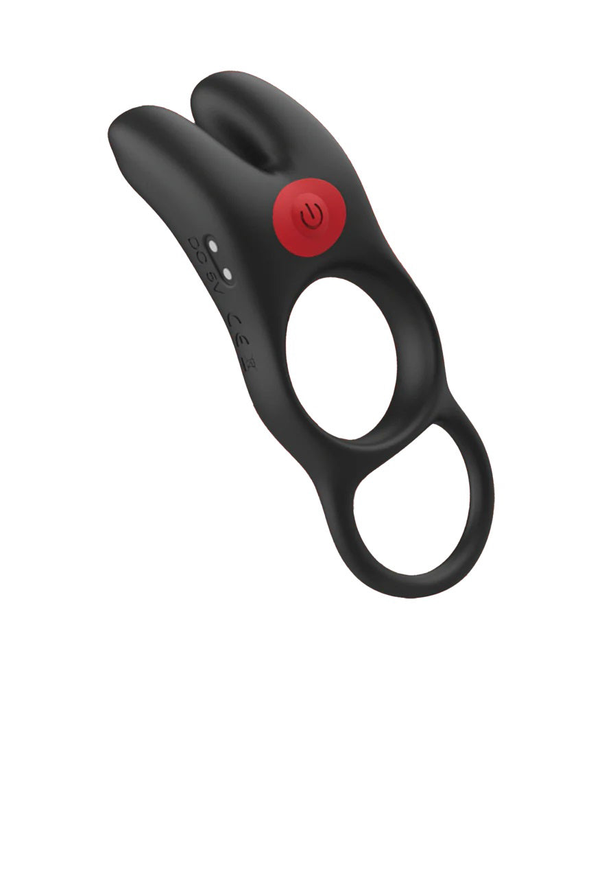Red Dot Vibrating Cock Ring V1 With Remote - Black/red | 847841050760 | Available at EroticWarehouse.com