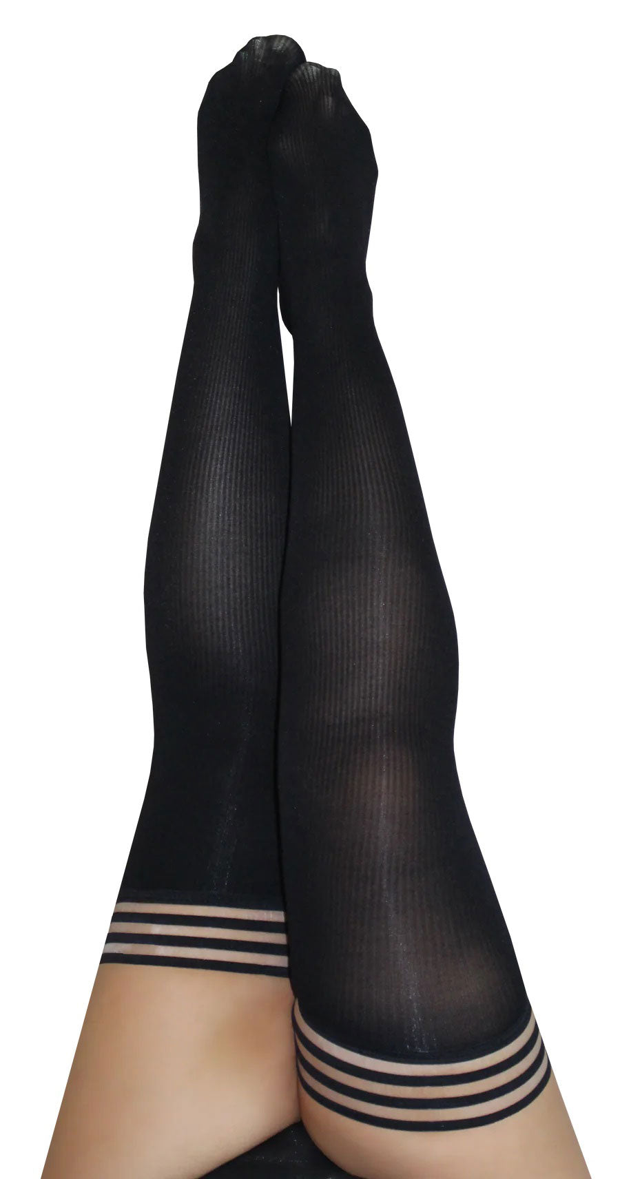 Dana Lynn - Ribbed Thigh High - Size D - Black | 852531004114 | Available at EroticWarehouse.com