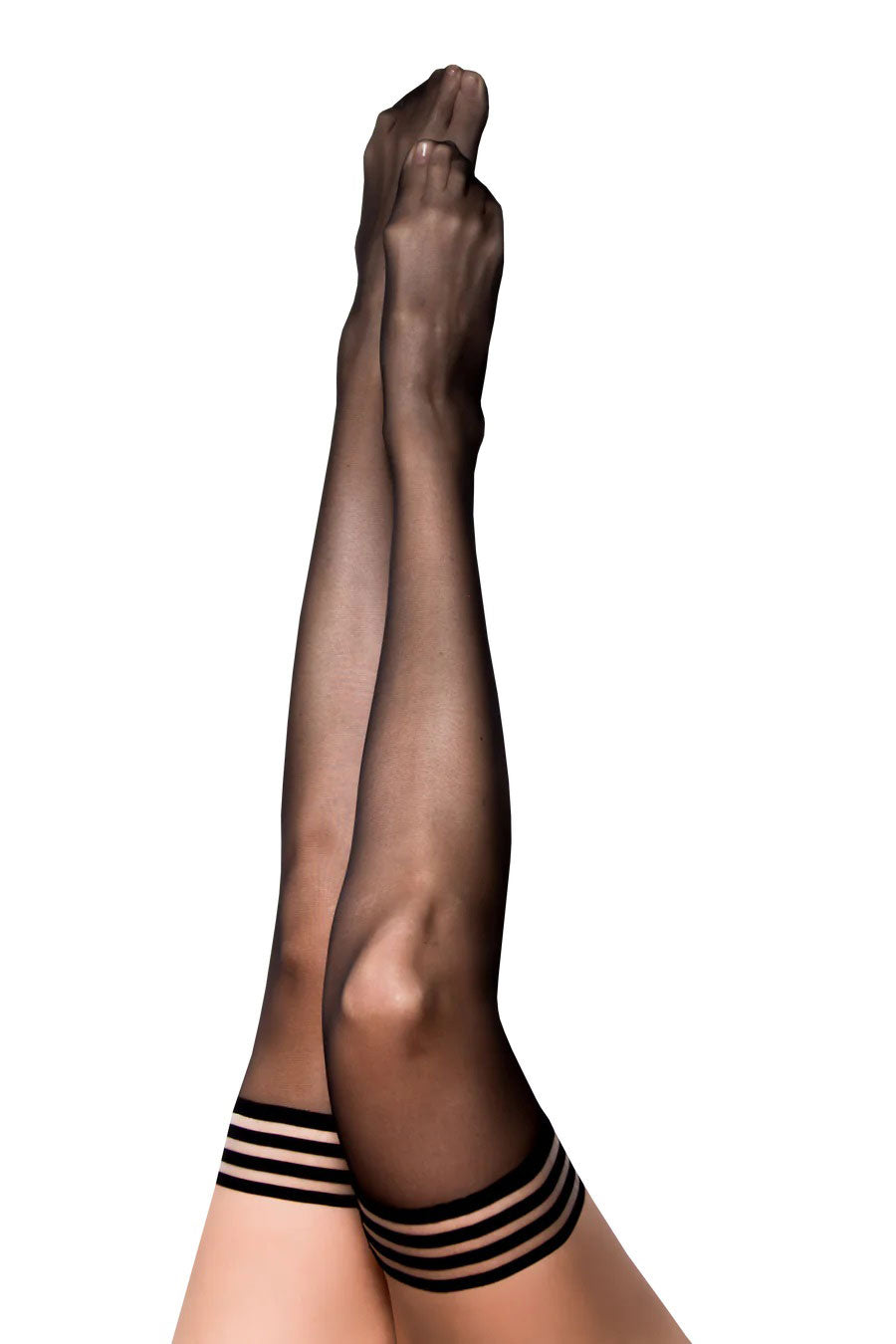 Taylor - Silky Sheer Thigh High - Size a - Black | 852531004527 | Available at EroticWarehouse.com