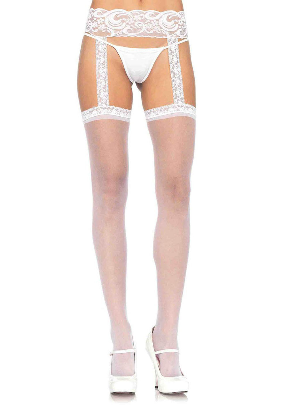 Sheer Thigh Highs - One Size - White | 714718002880 | Available at EroticWarehouse.com