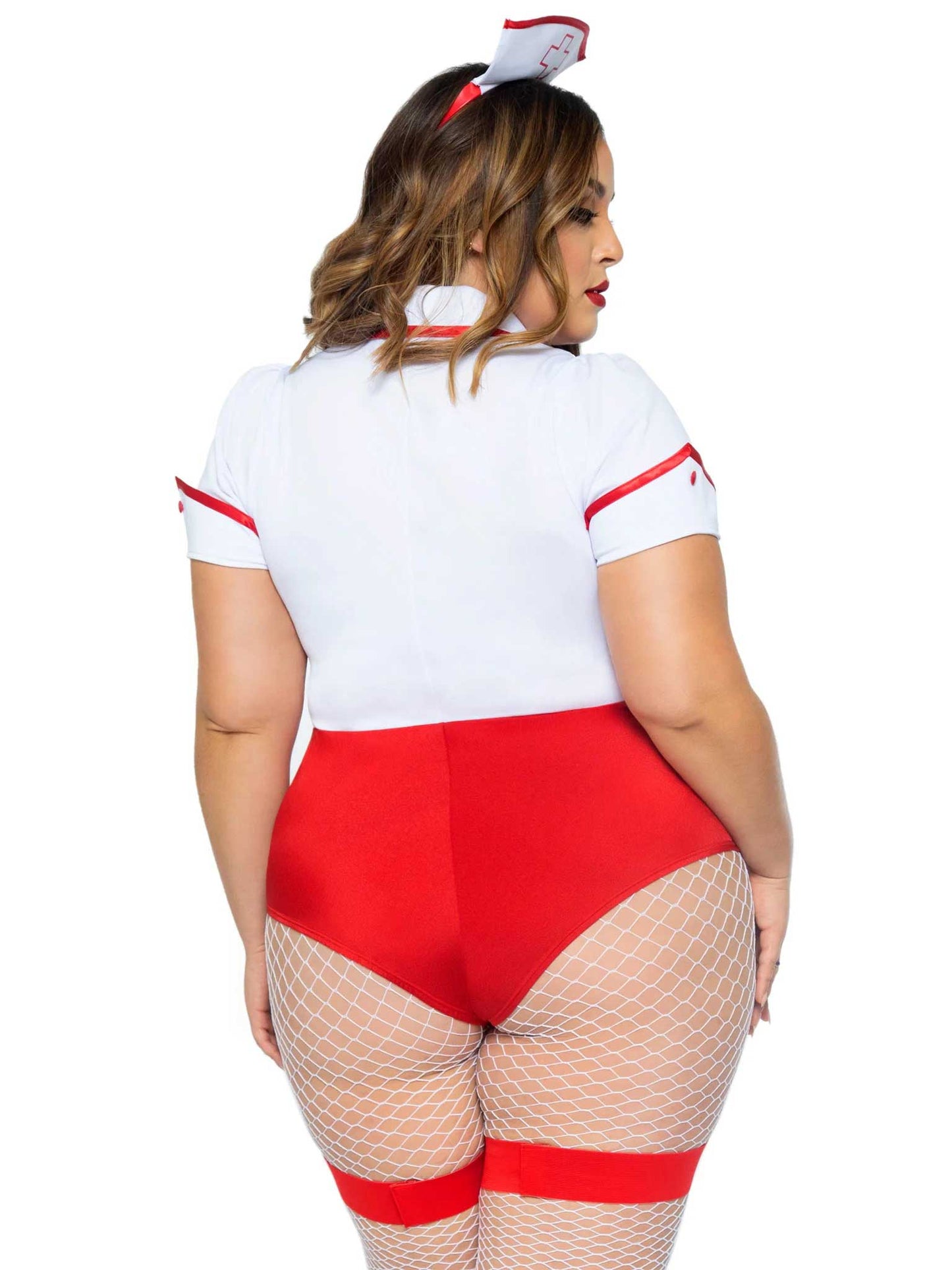 Plus Nurse Feelgood Sexy Costume - 1x/2x - White / Red | 714718558738 | Available at EroticWarehouse.com