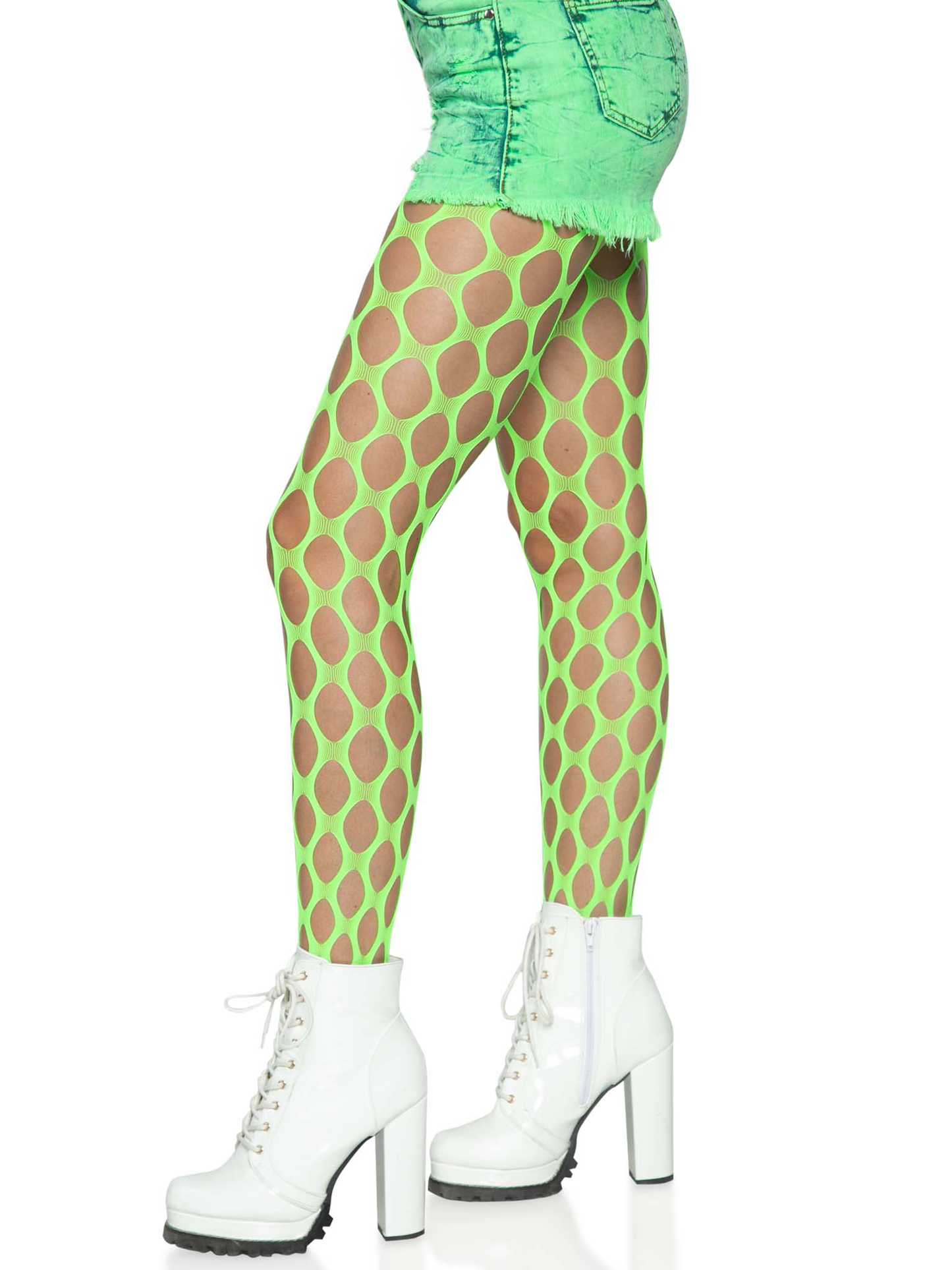 Jumbo Pothole Net Tights - Neon Green - One Size | 714718560779 | Available at EroticWarehouse.com