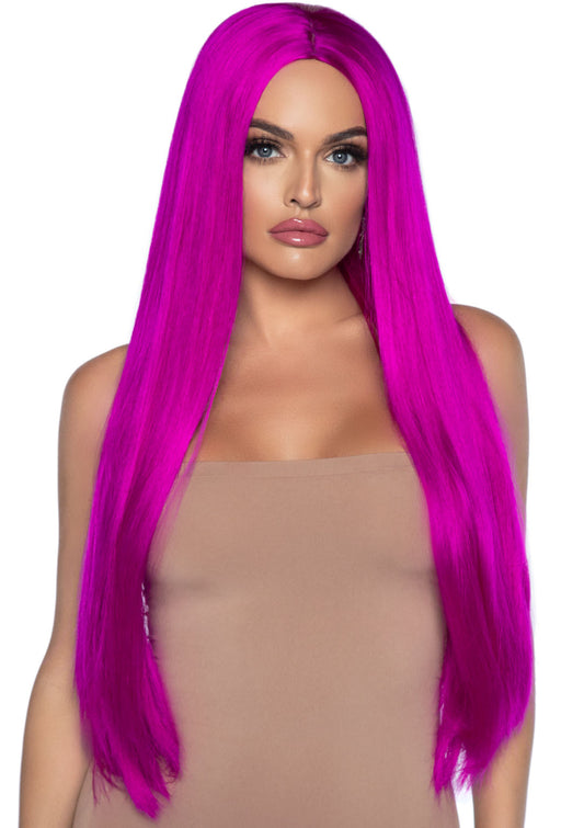 33 Inch Long Straight Center Part Wig - Raspberry | 714718550992 | Available at EroticWarehouse.com