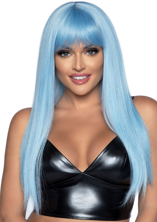 24 Inch Long Straight Bang Wig Blue | 714718551012 | Available at EroticWarehouse.com
