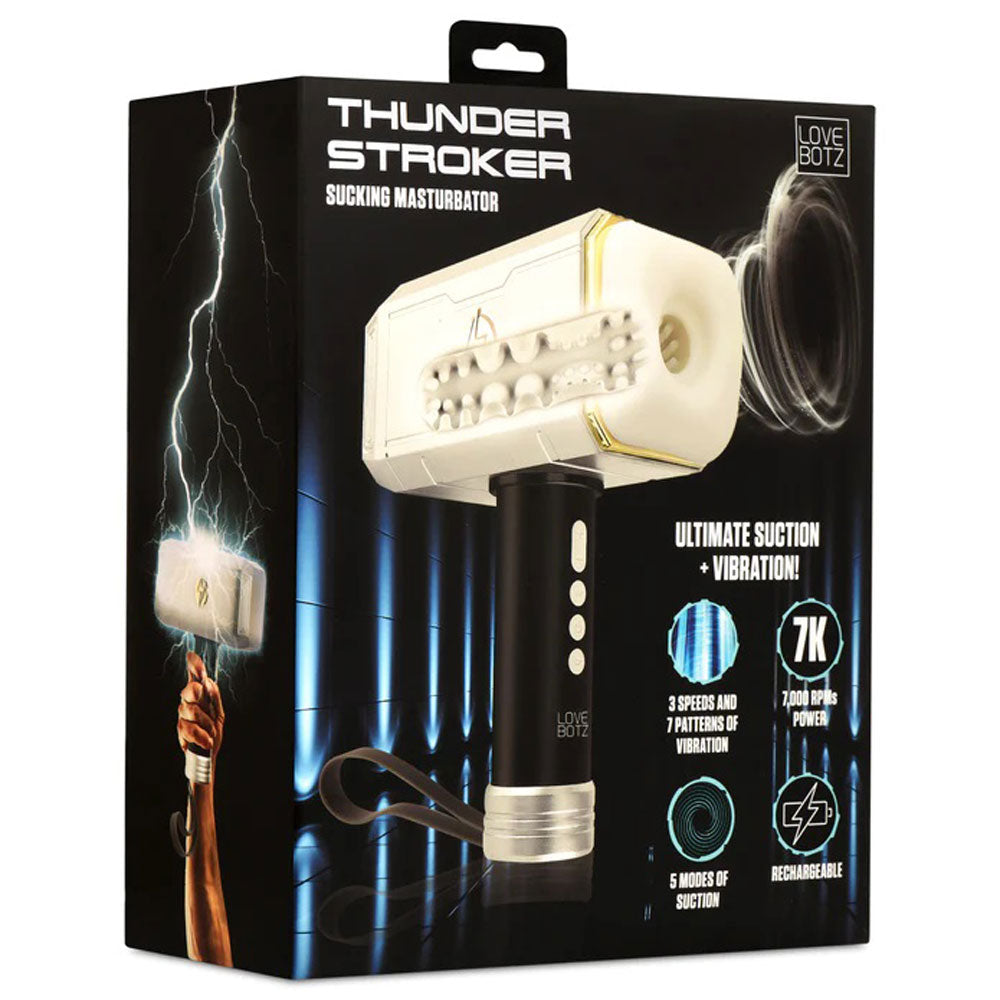 Thunder Stroker Power Sucking Masturbator - Silver | 848518054210 | Available at EroticWarehouse.com
